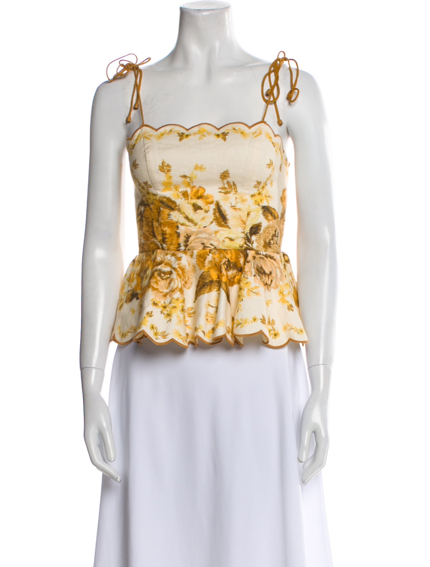 Zimmermann Linen Floral Print Crop Top