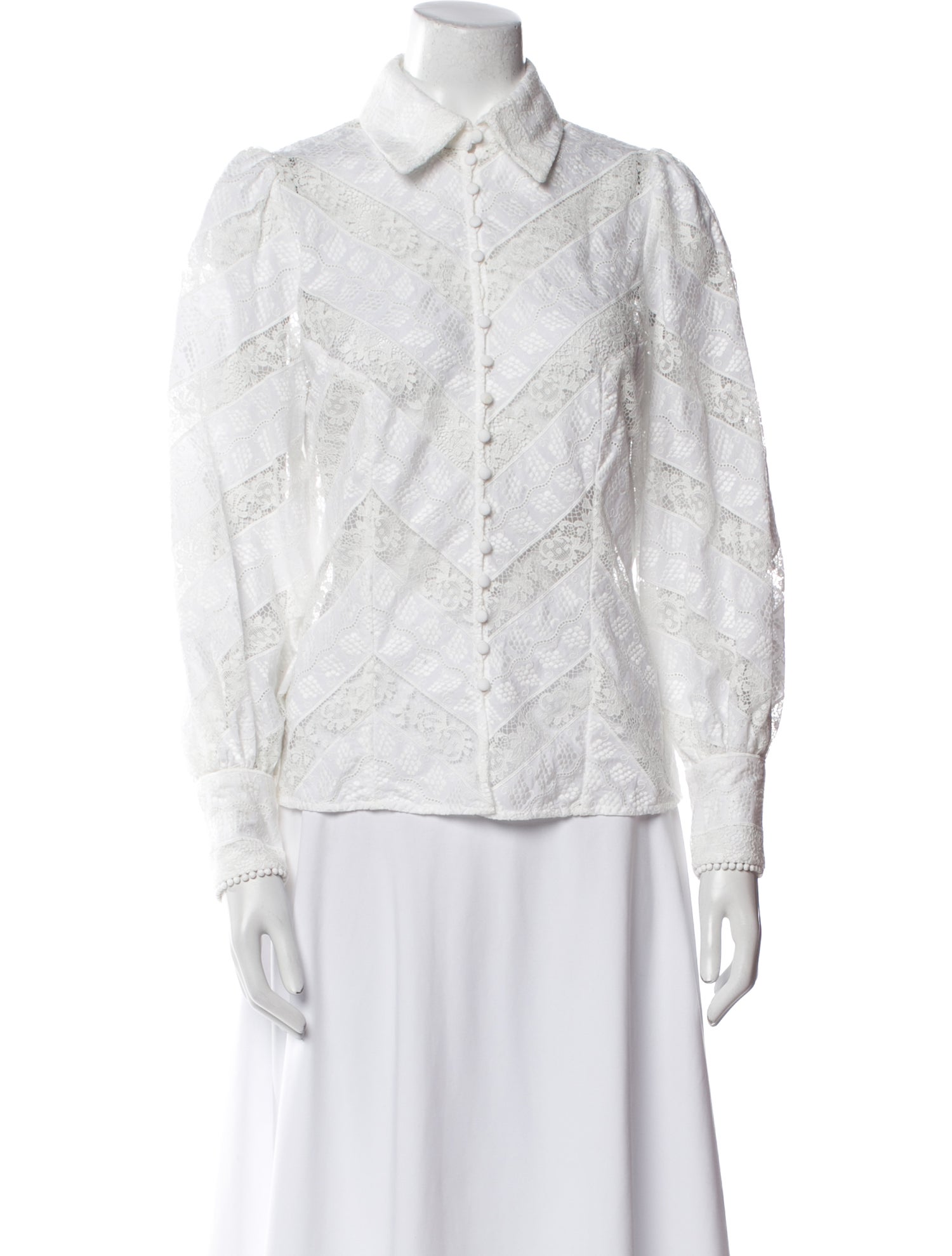 Zimmermann Lace Pattern Long Sleeve Button-Up Top