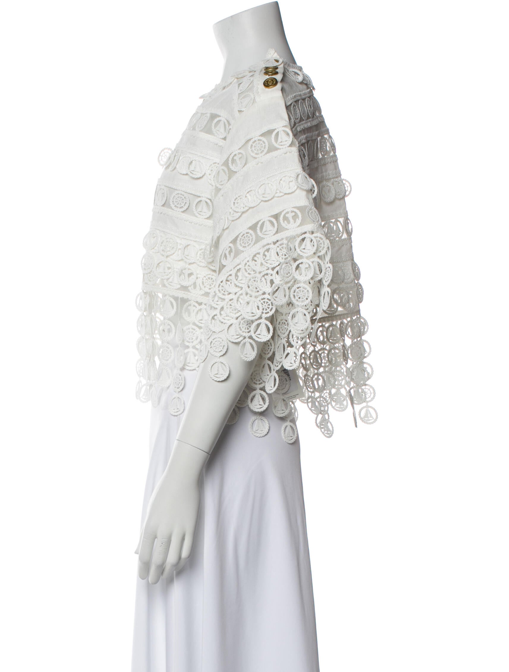 Zimmermann Linen Lace Pattern Crop Top