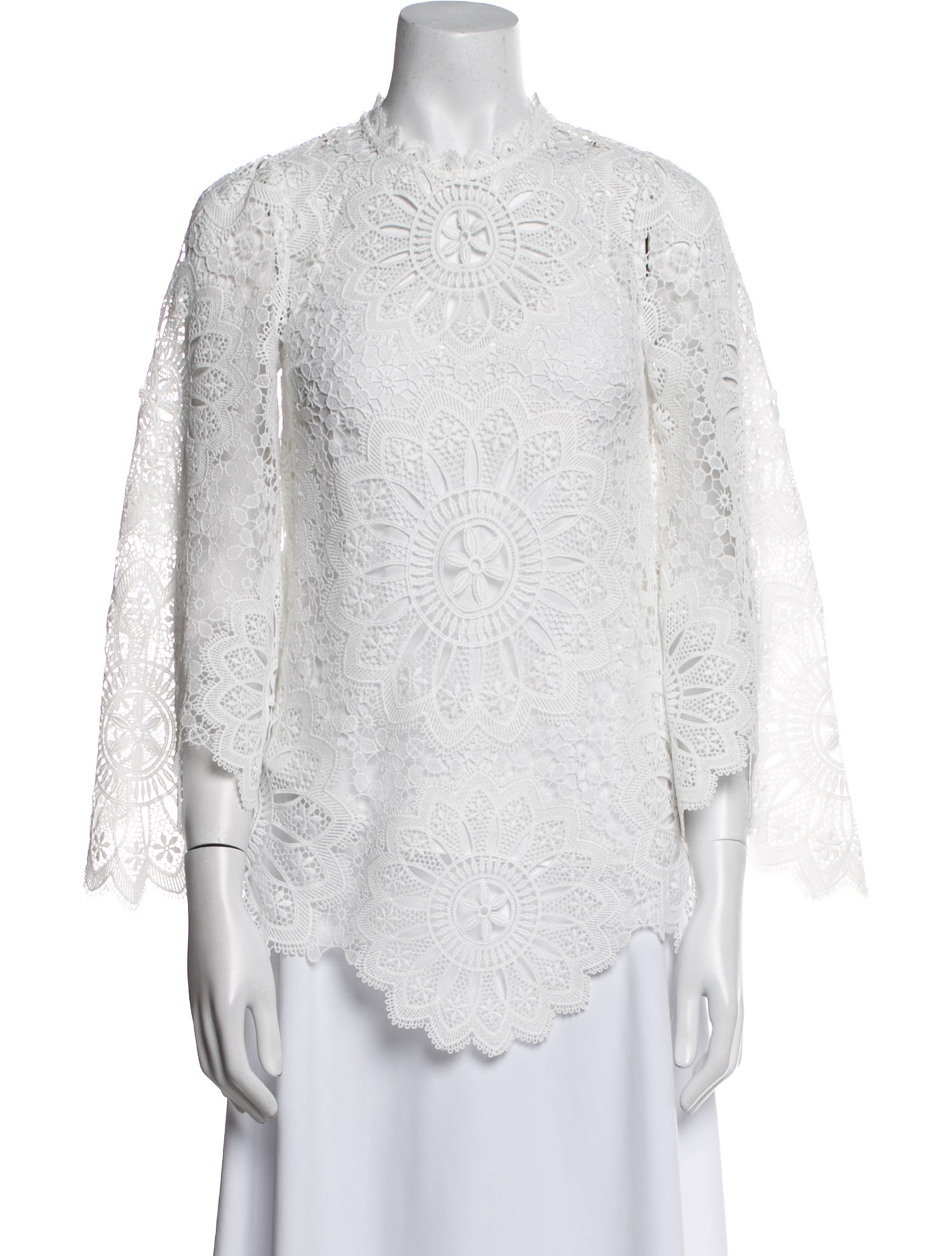 Zimmermann Lace Pattern Mock Neck Blouse