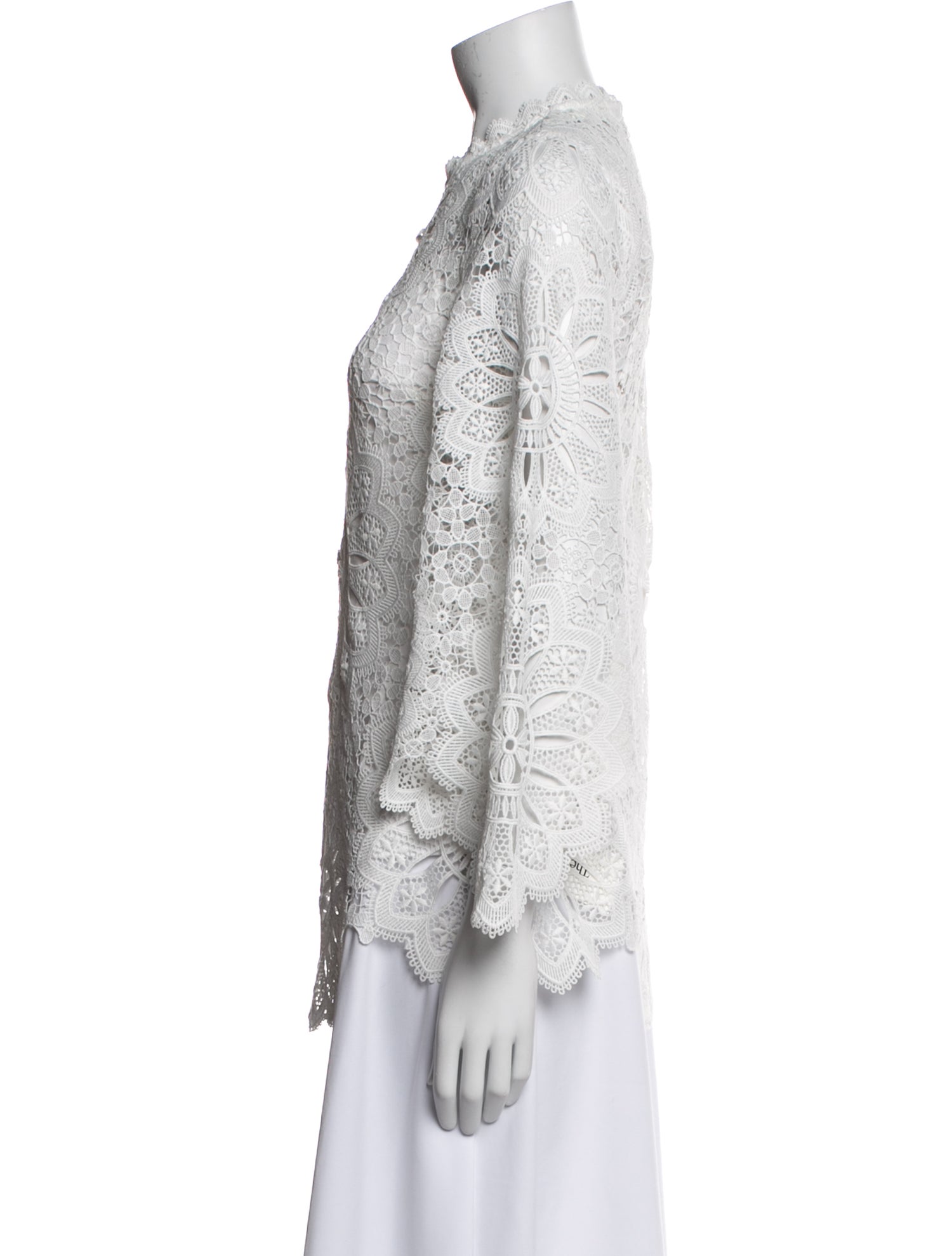 Zimmermann Lace Pattern Mock Neck Blouse