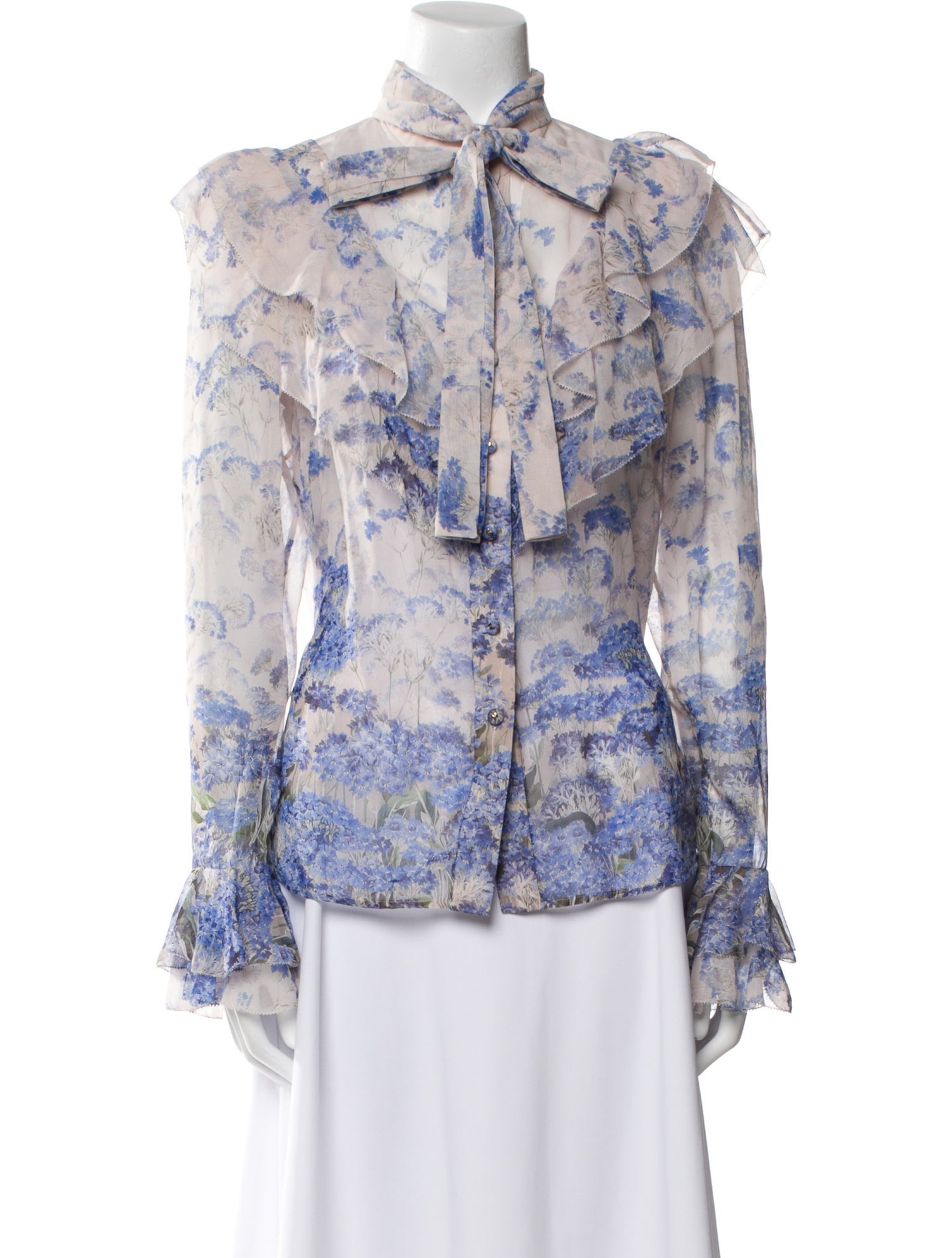 Zimmermann Floral Print Mock Neck Blouse