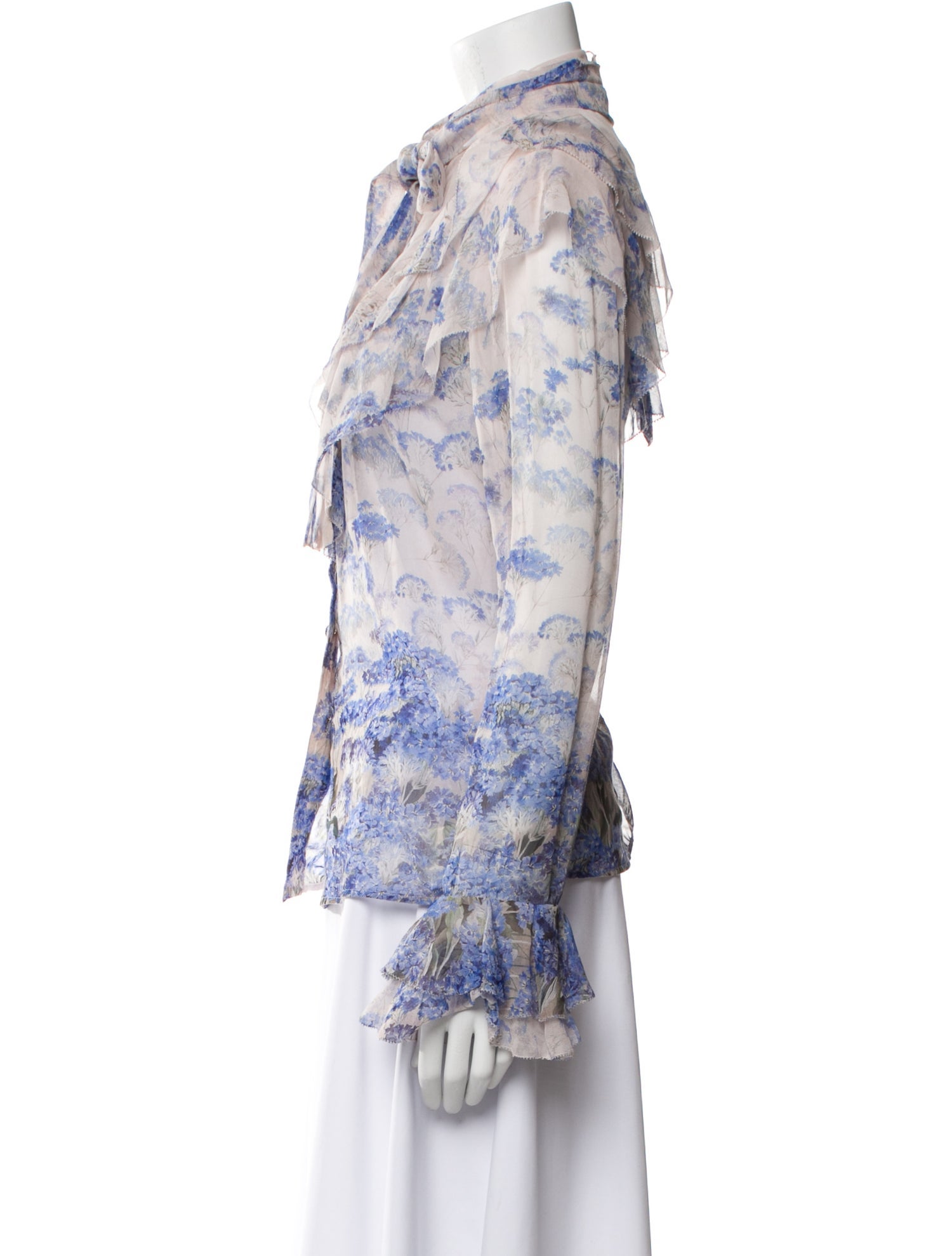 Zimmermann Floral Print Mock Neck Blouse