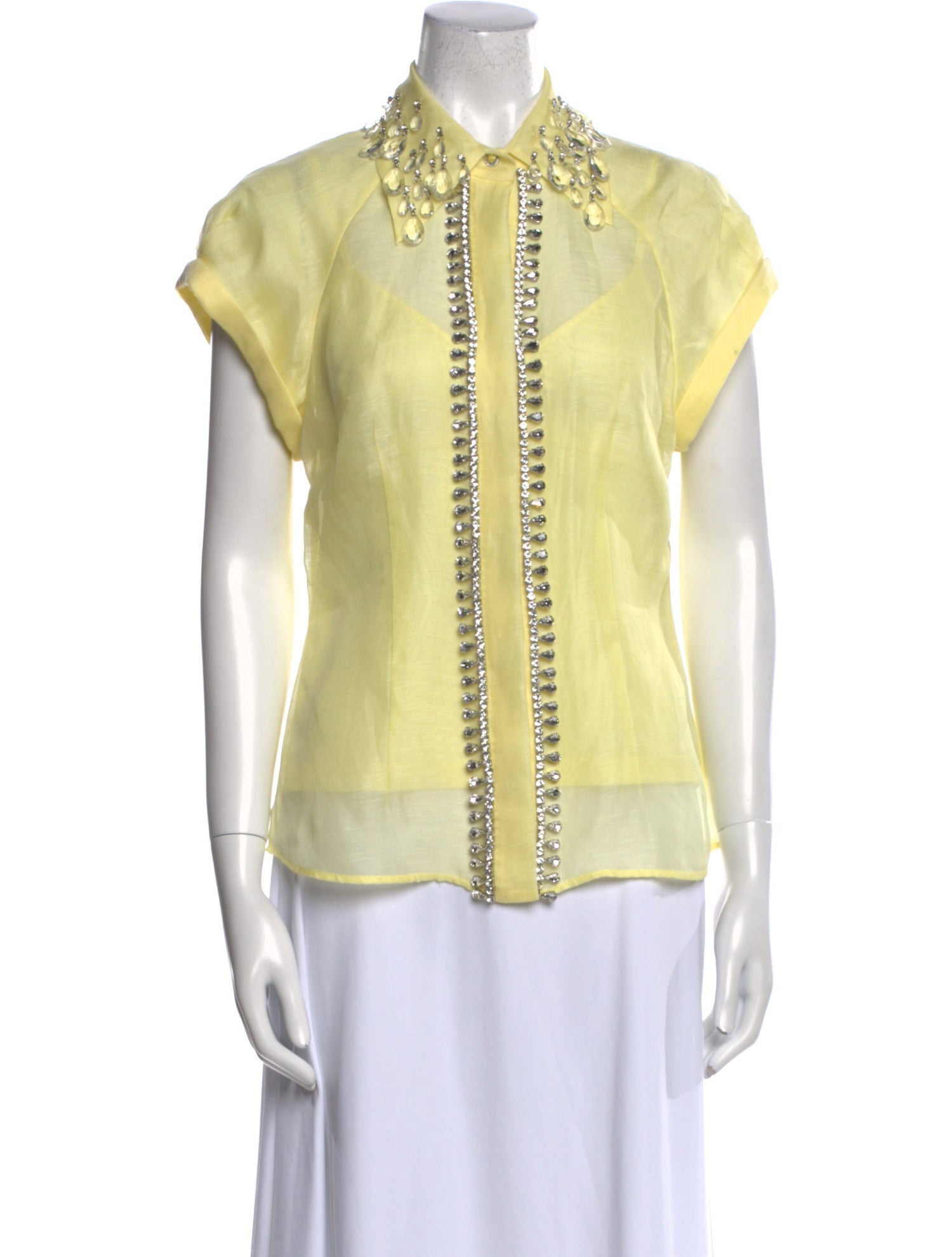 Zimmermann Linen Short Sleeve Button-Up Top