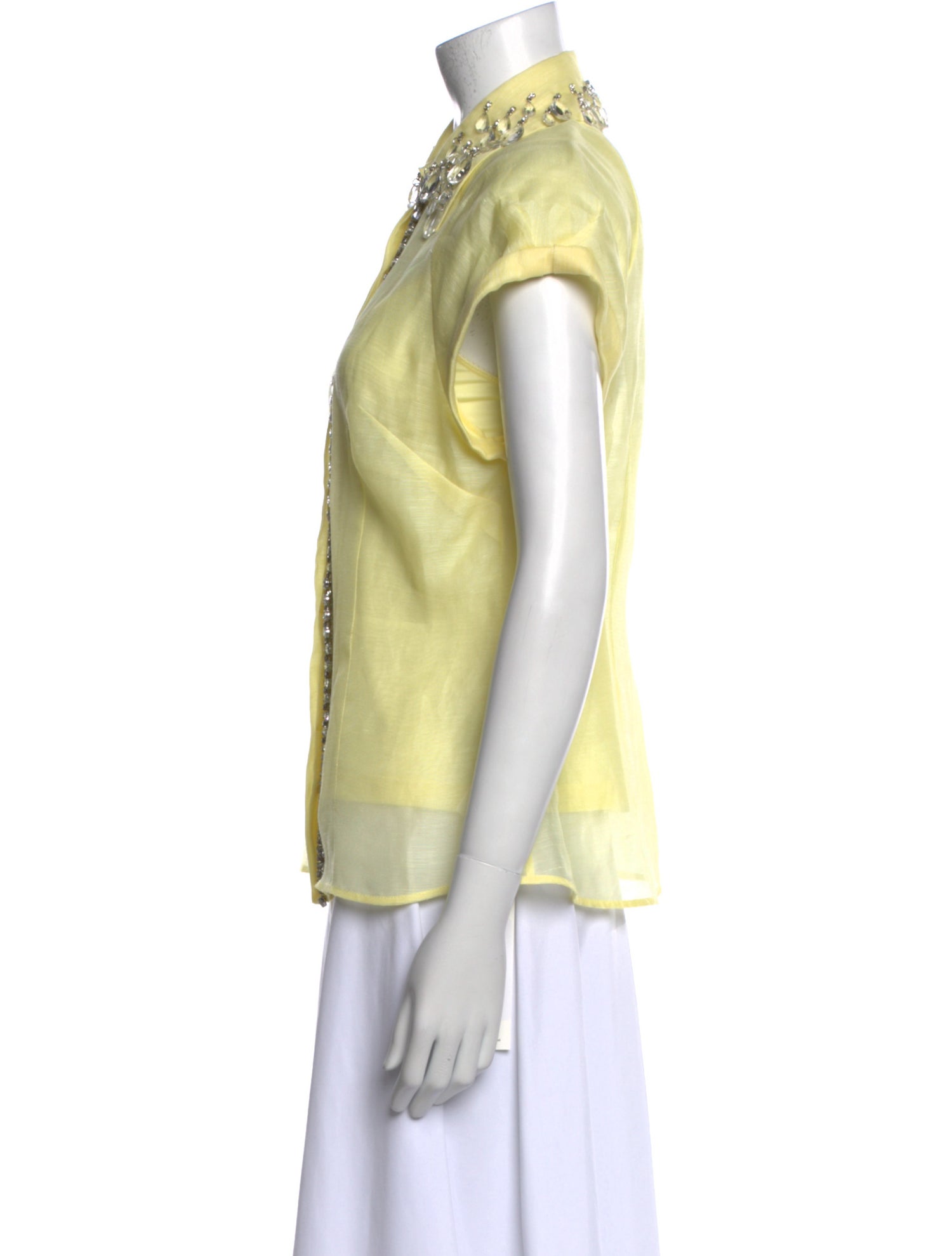 Zimmermann Linen Short Sleeve Button-Up Top