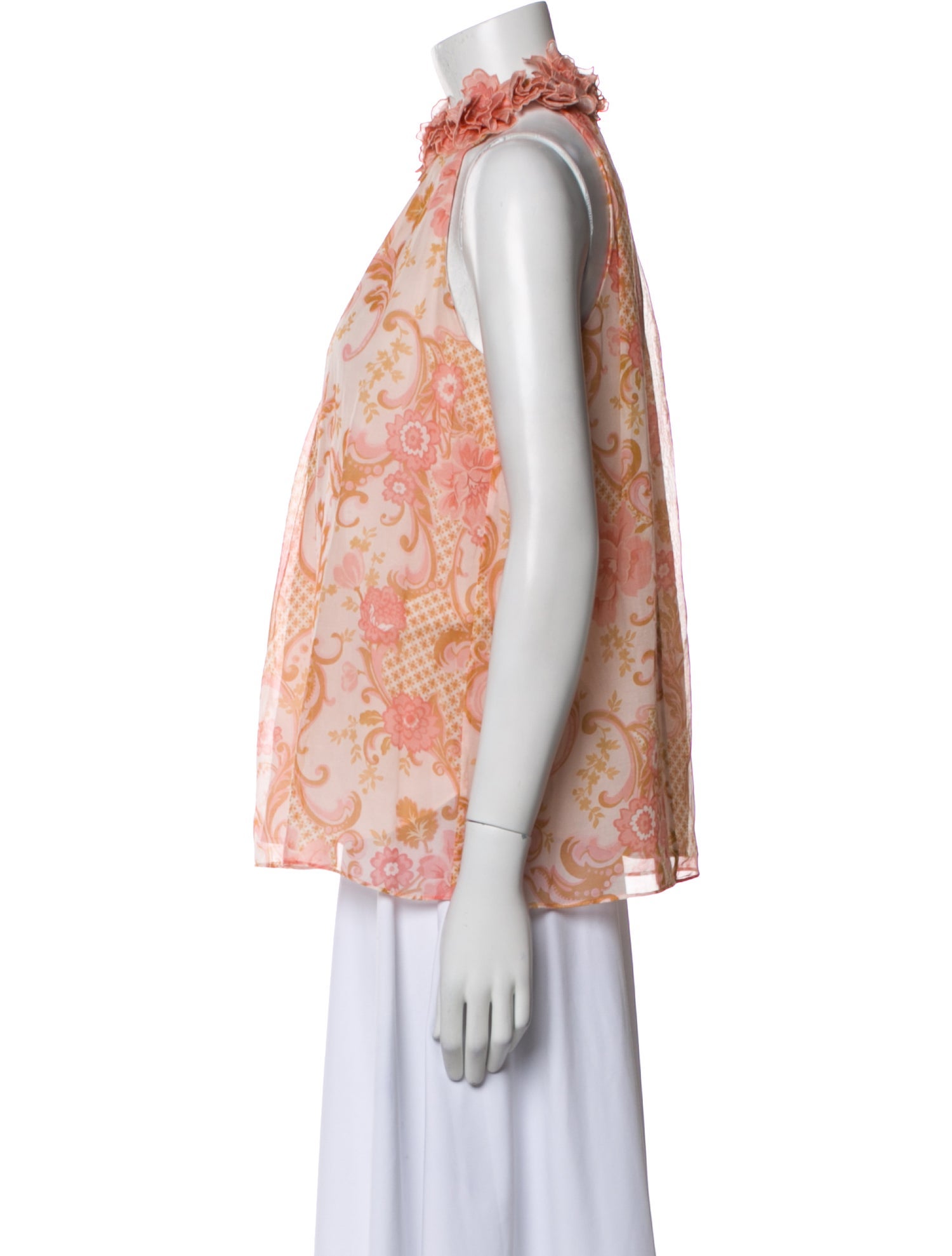 Zimmermann Floral Print Mock Neck Blouse