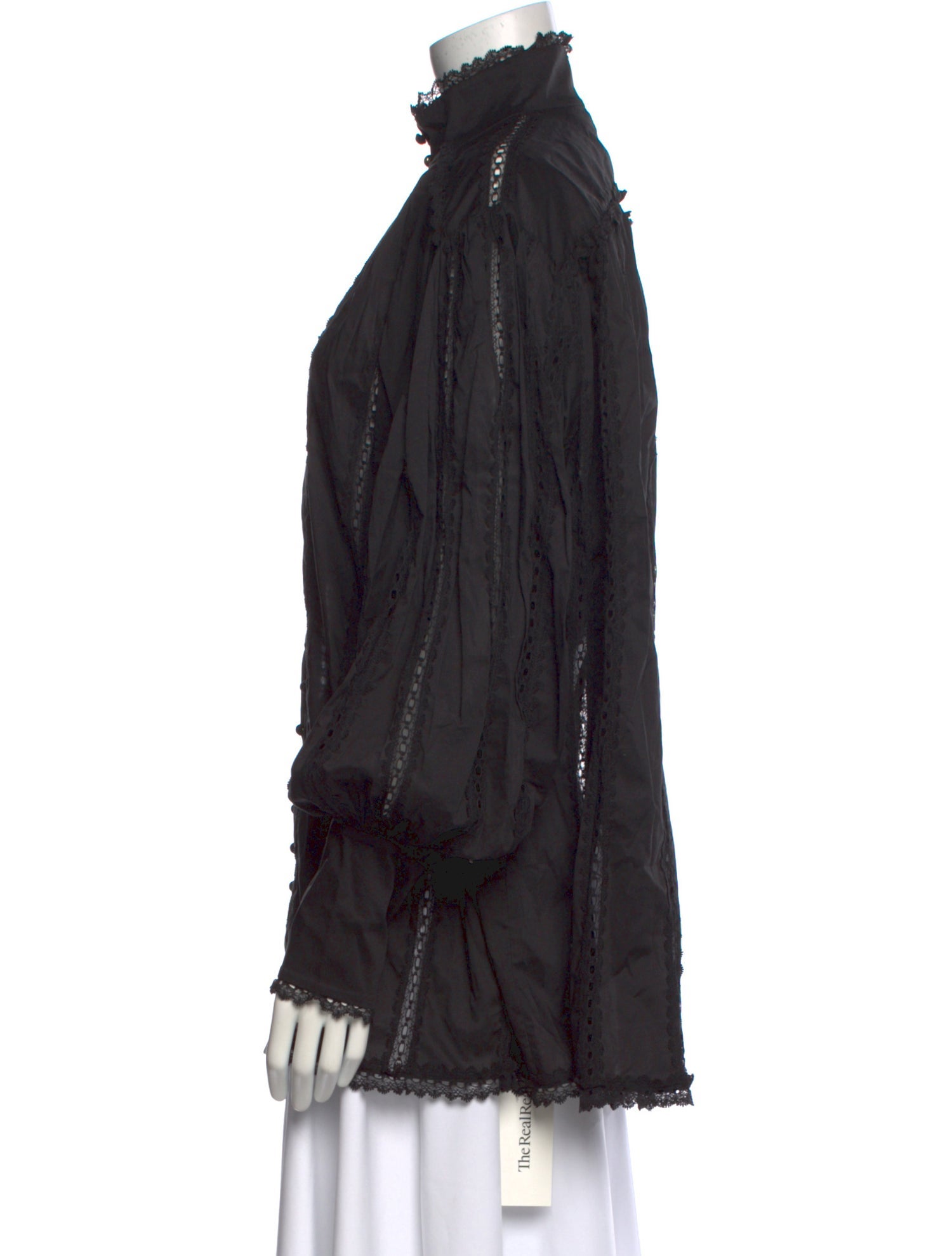 Zimmermann Mock Neck Long Sleeve Button-Up Top