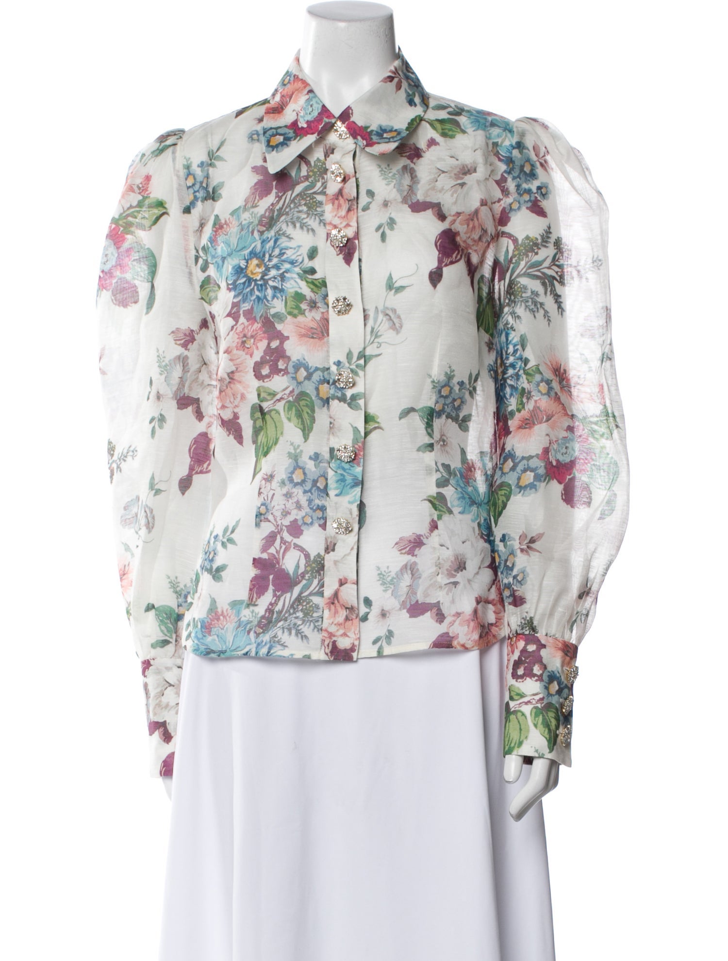 Zimmermann Floral Print Long Sleeve Blouse