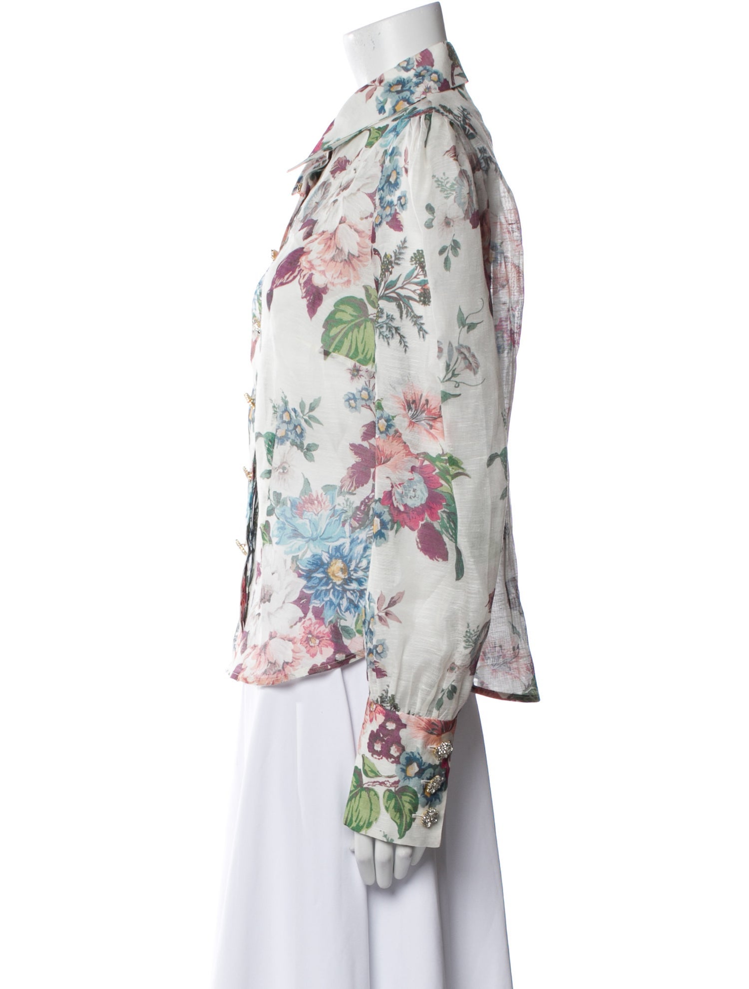 Zimmermann Floral Print Long Sleeve Blouse