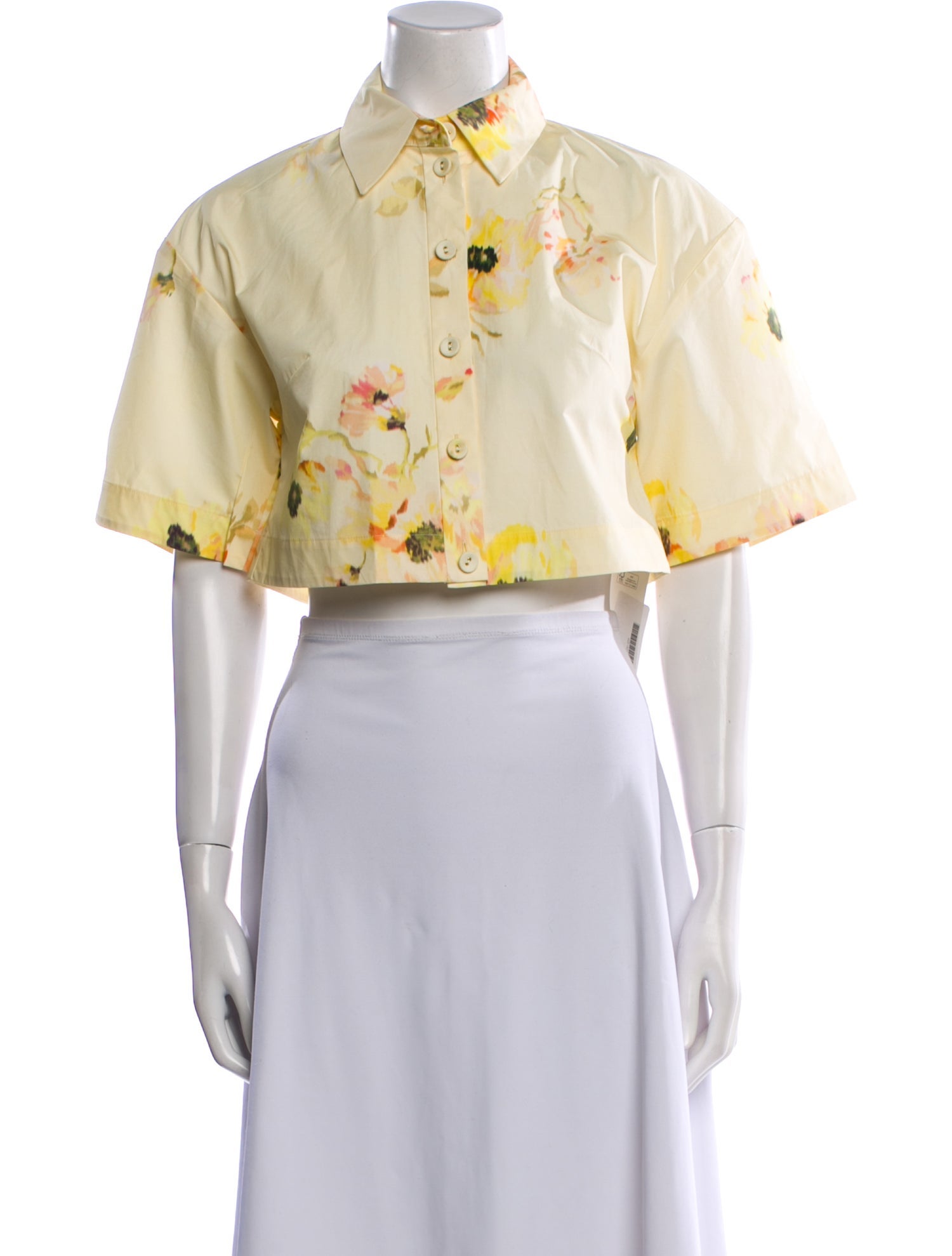 Zimmermann Floral Print Short Sleeve Crop Top