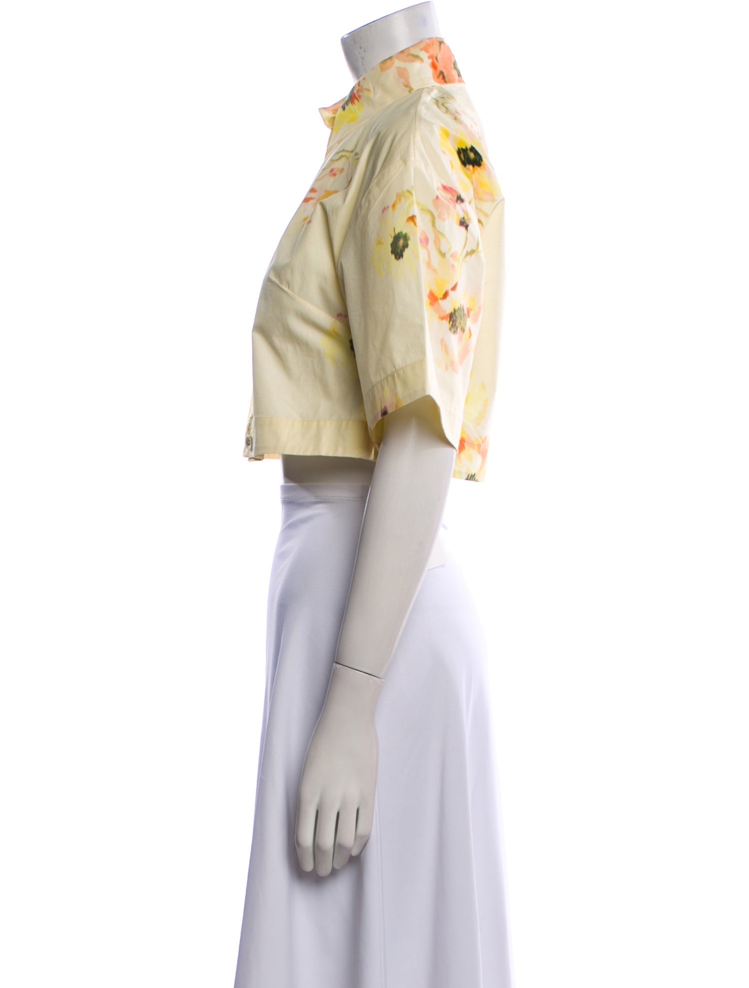 Zimmermann Floral Print Short Sleeve Crop Top