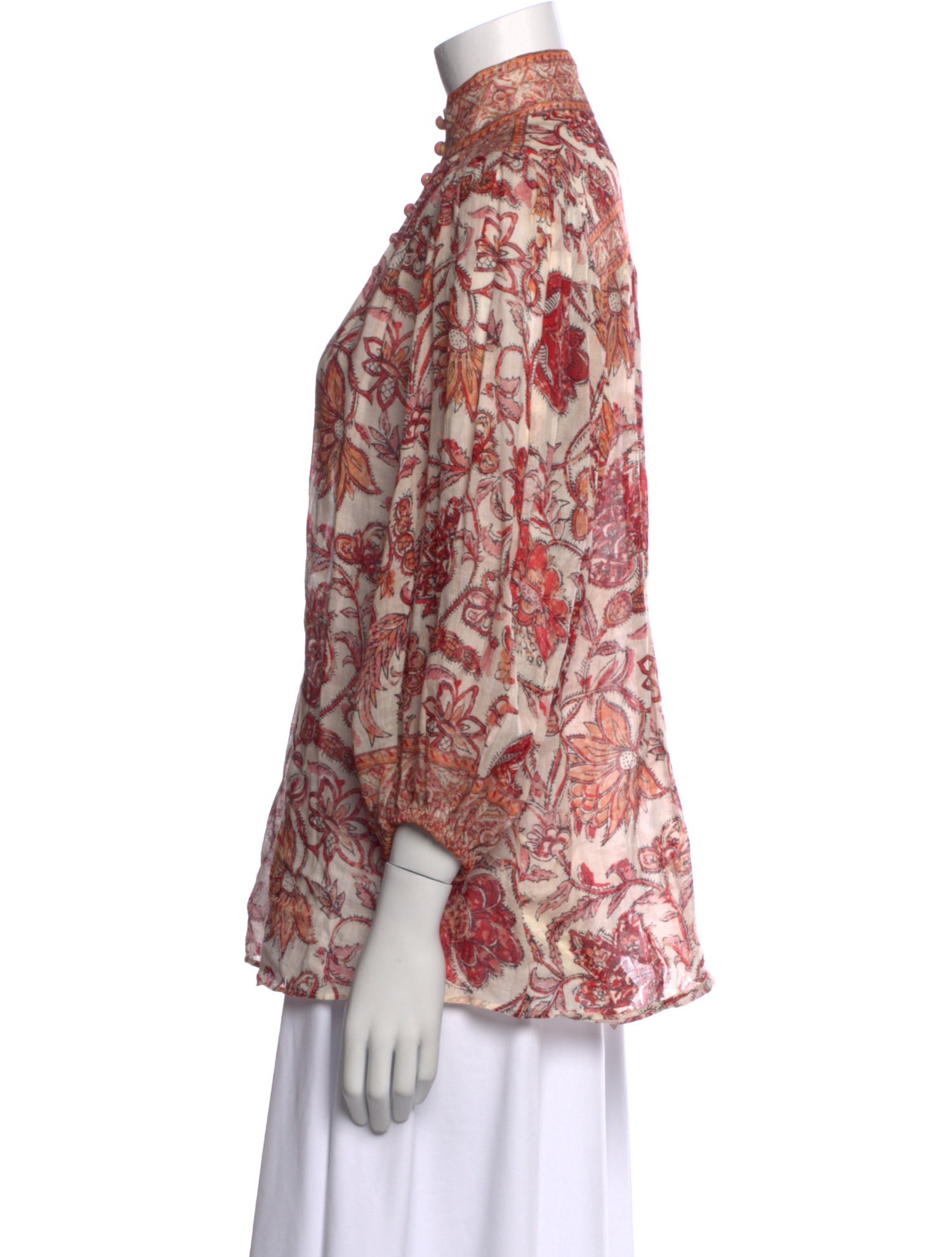 Zimmermann Paisley Print Mock Neck Blouse