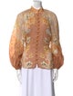 Zimmermann Printed Mock Neck Button-Up Top