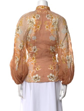 Zimmermann Printed Mock Neck Button-Up Top