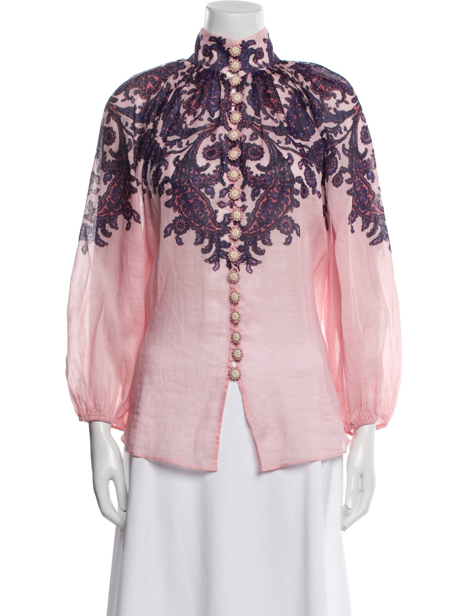 Zimmermann Printed Mock Neck Blouse
