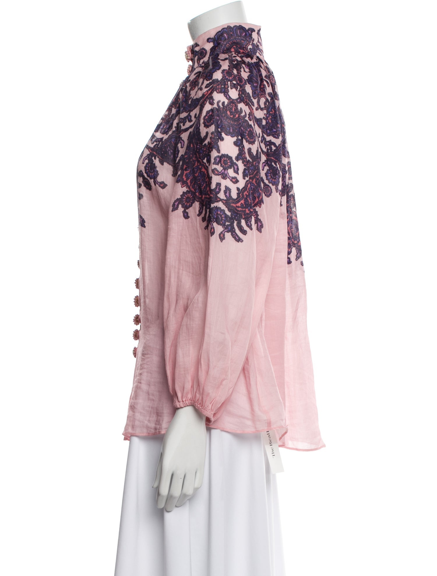 Zimmermann Printed Mock Neck Blouse