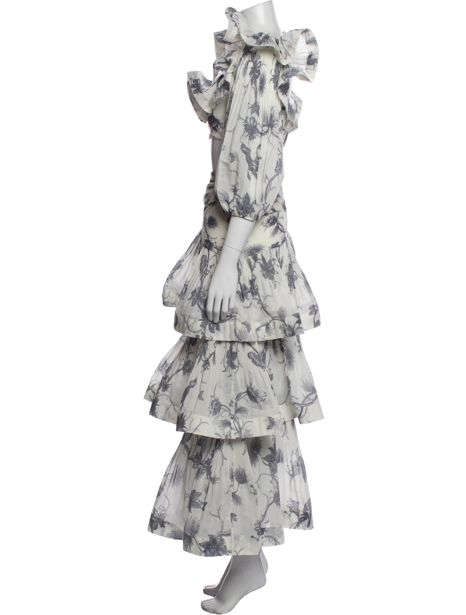 Zimmermann Floral Print Ruffle Embellishment Skirt Set