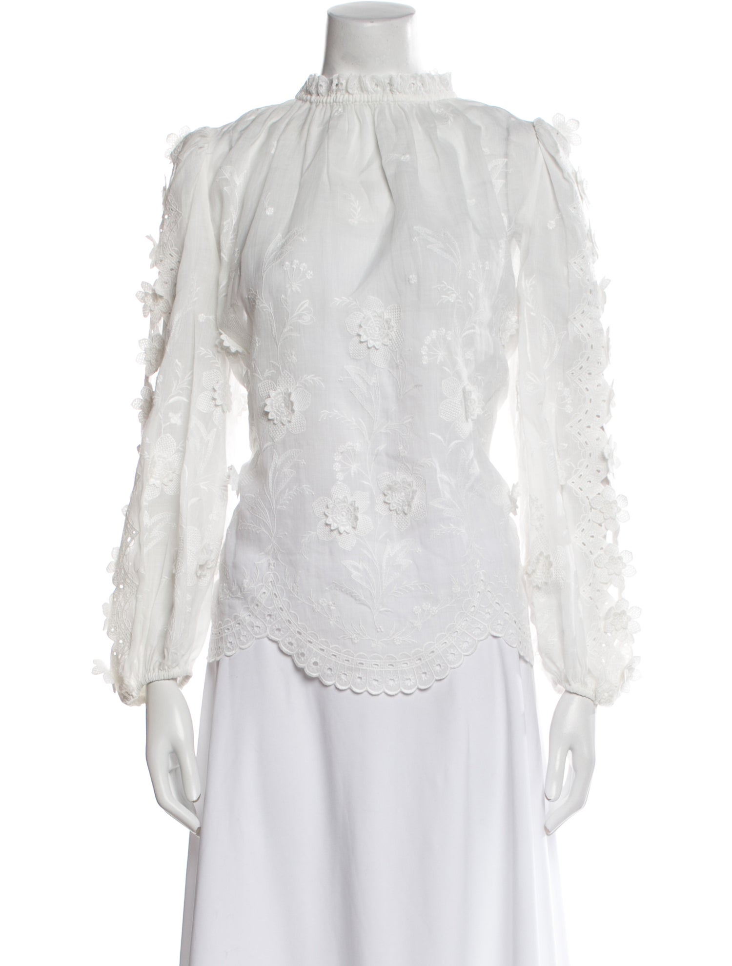 Zimmermann Mock Neck Three-Quarter Sleeve Blouse