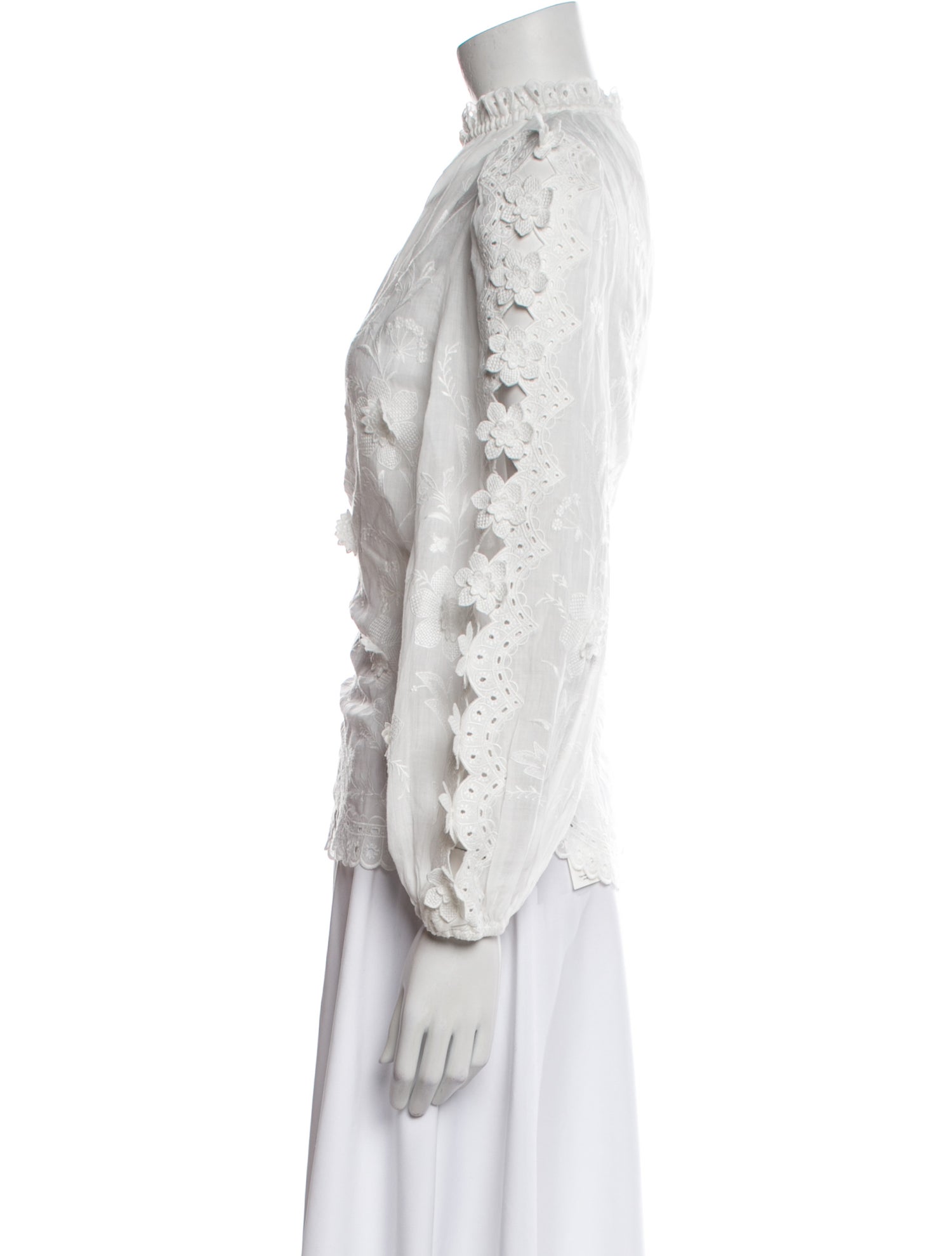 Zimmermann Mock Neck Three-Quarter Sleeve Blouse