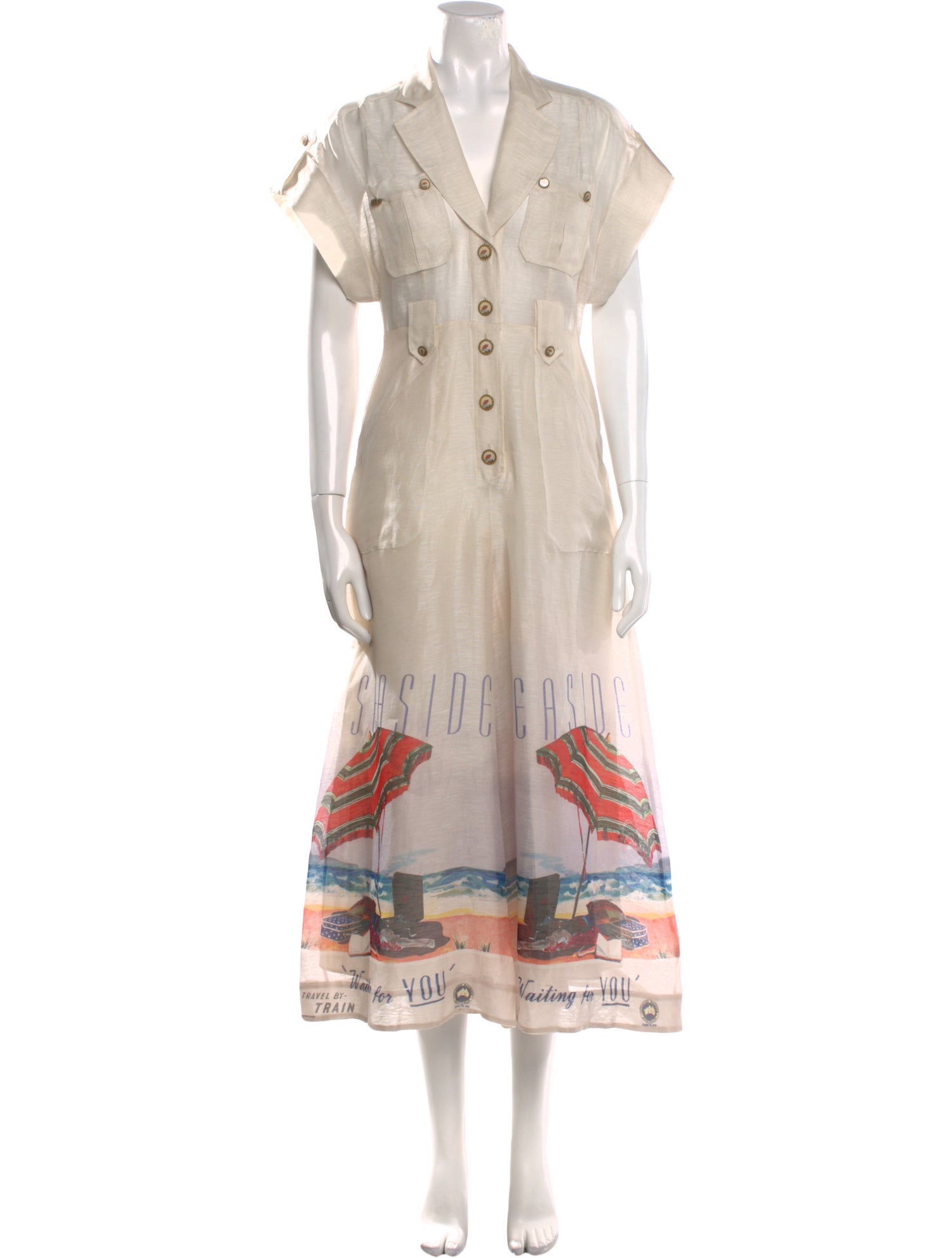 Zimmermann Linen Floral Print Jumpsuit