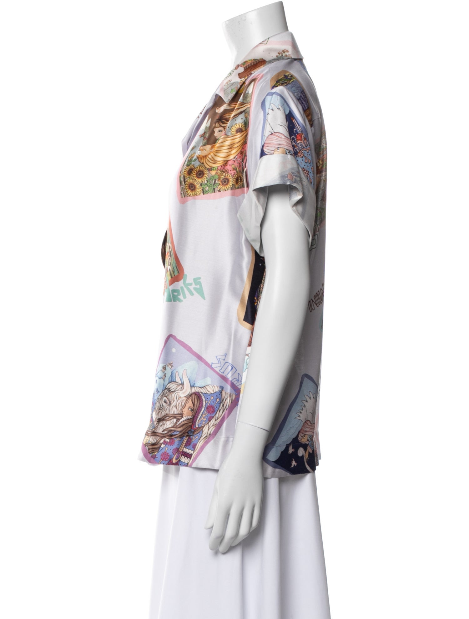 Zimmermann Printed Short Sleeve Button-Up Top