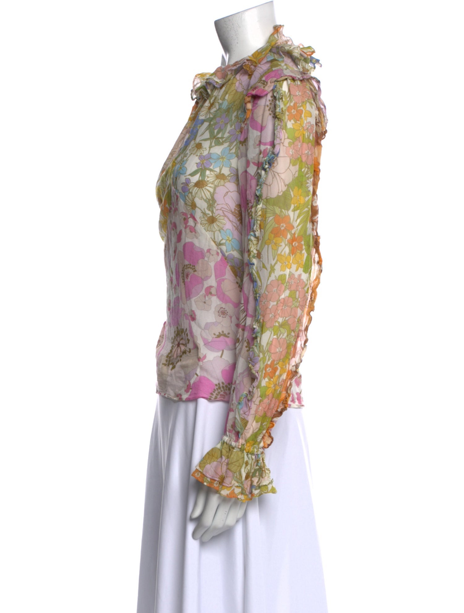 Zimmermann Floral Print Mock Neck Blouse