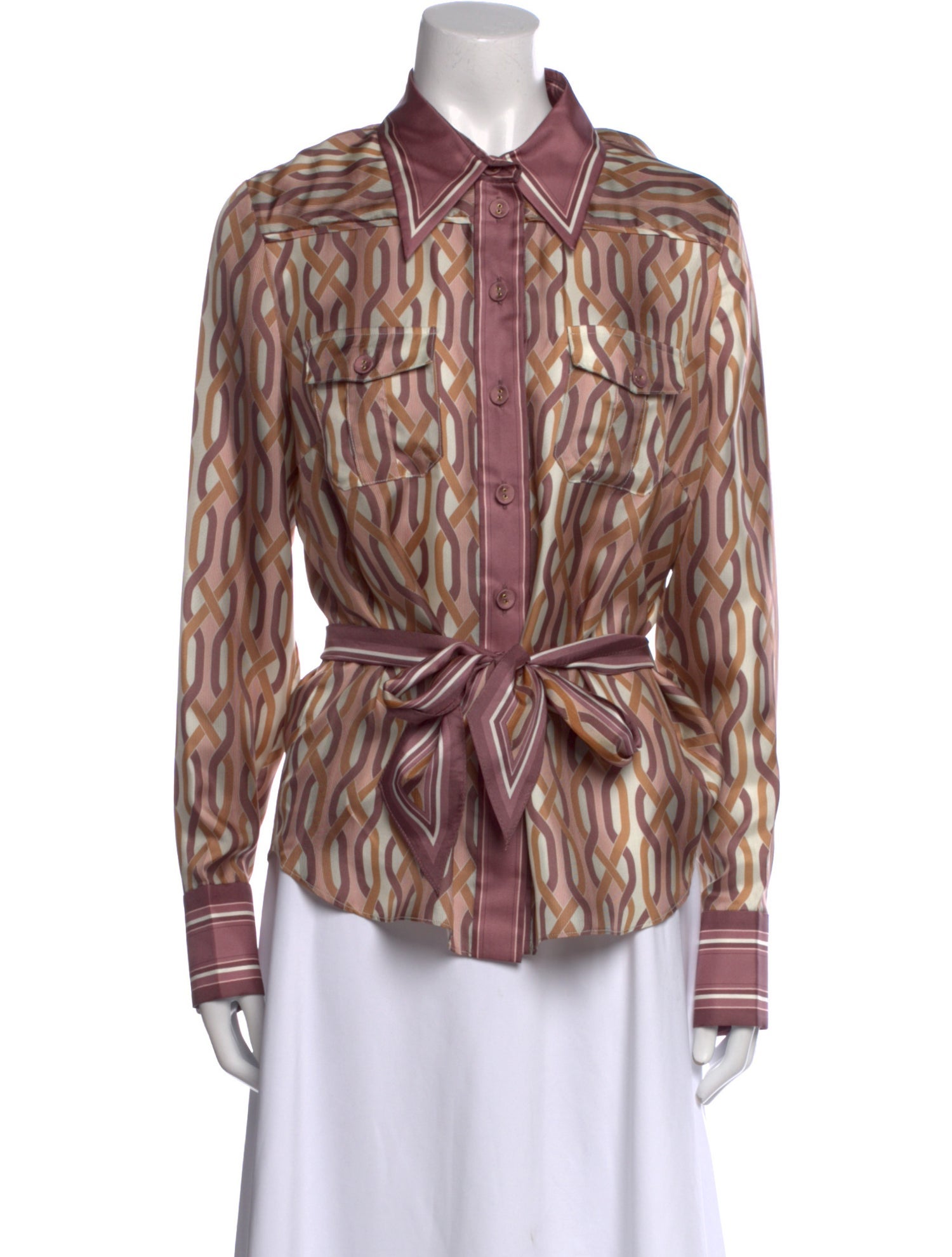 Zimmermann Silk Printed Button-Up Top w/ Tags