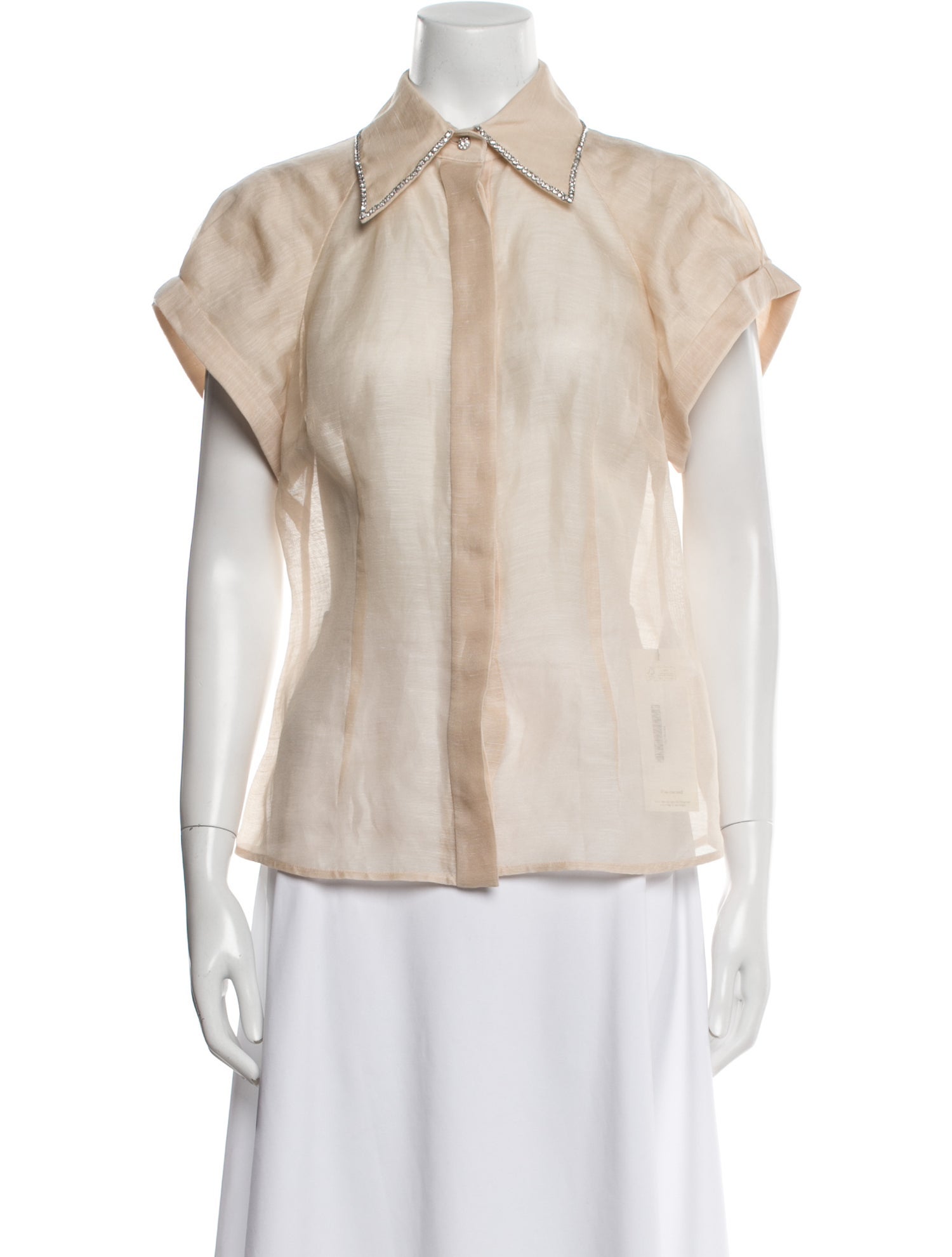 Zimmermann Linen Short Sleeve Button-Up Top