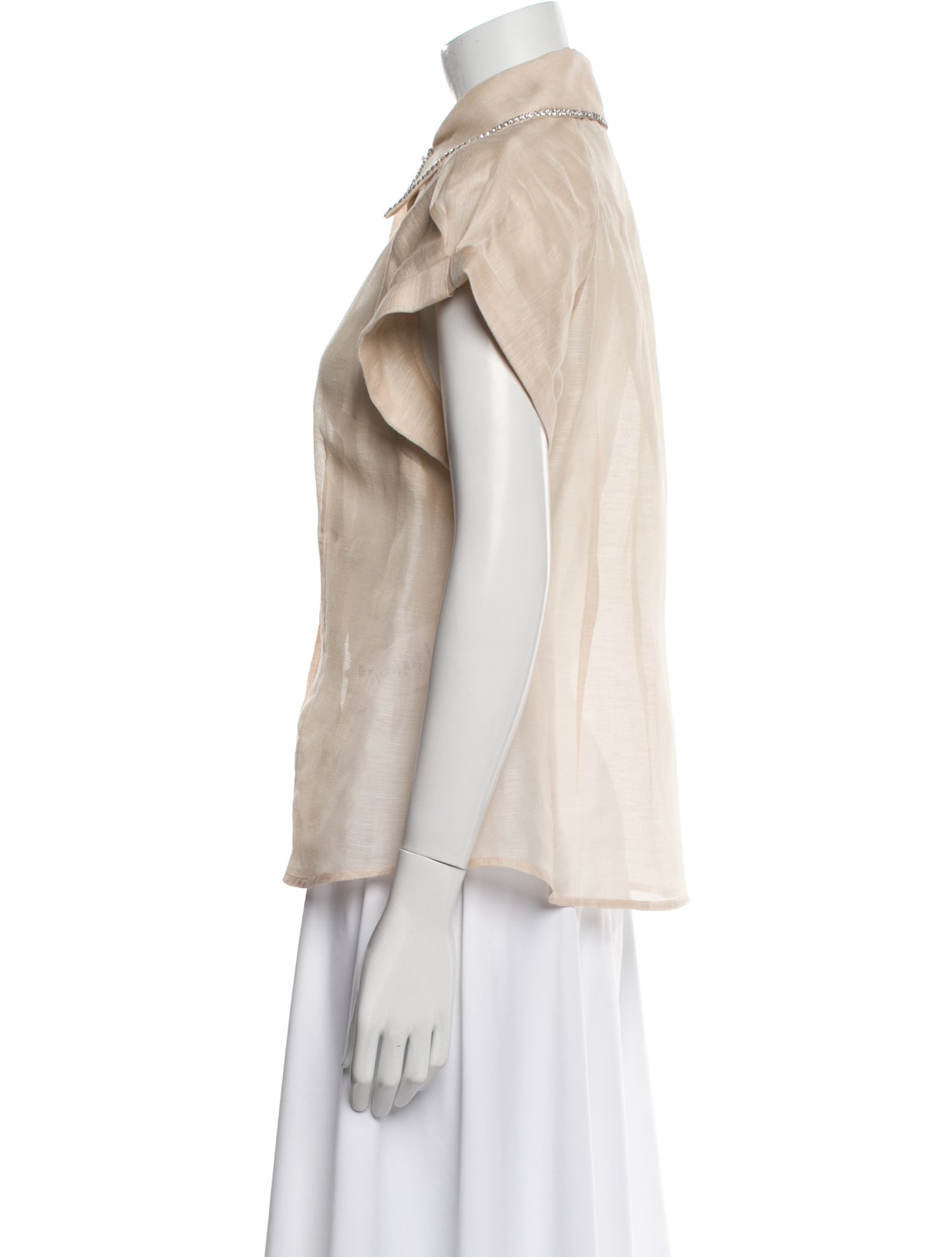 Zimmermann Linen Short Sleeve Button-Up Top