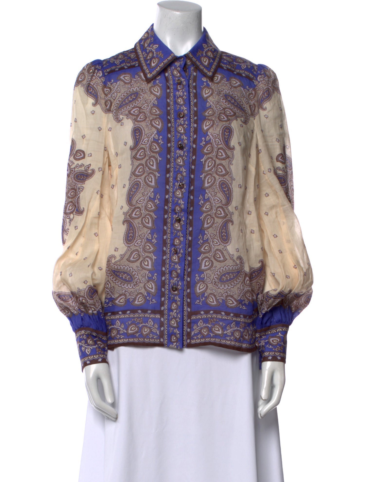 Zimmermann Paisley Print Long Sleeve Button-Up Top w/ Tags
