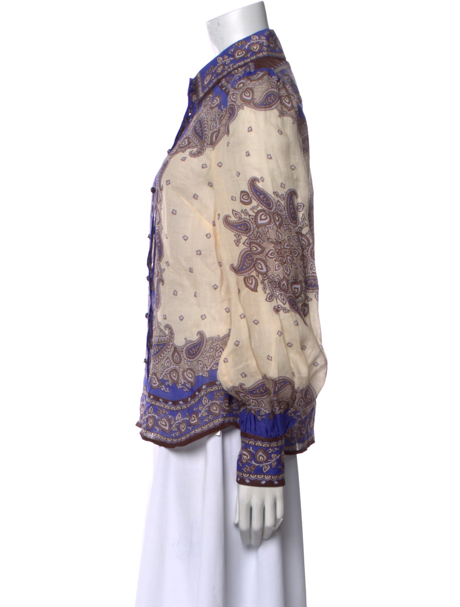 Zimmermann Paisley Print Long Sleeve Button-Up Top w/ Tags