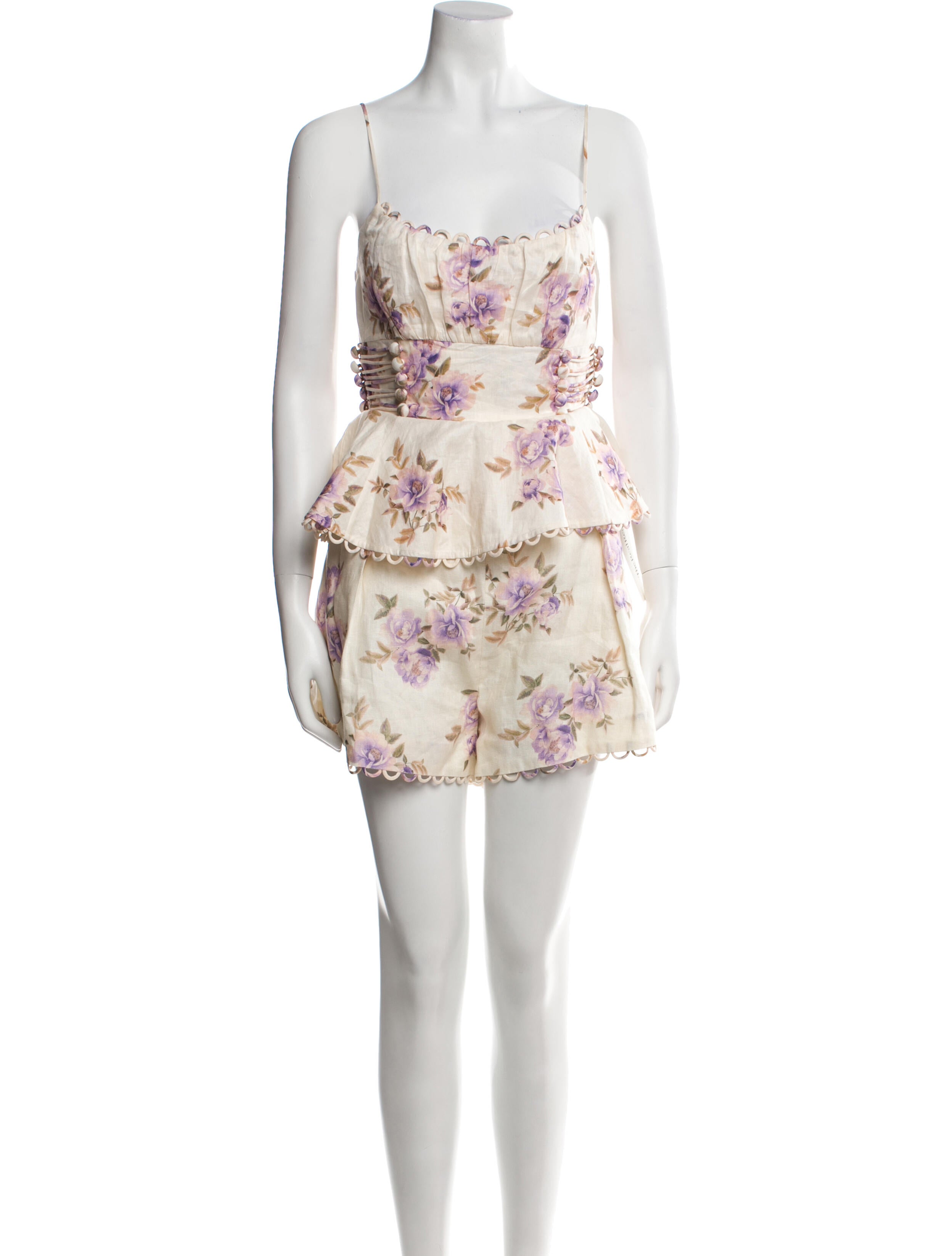 Zimmermann Linen Floral Print Short Set