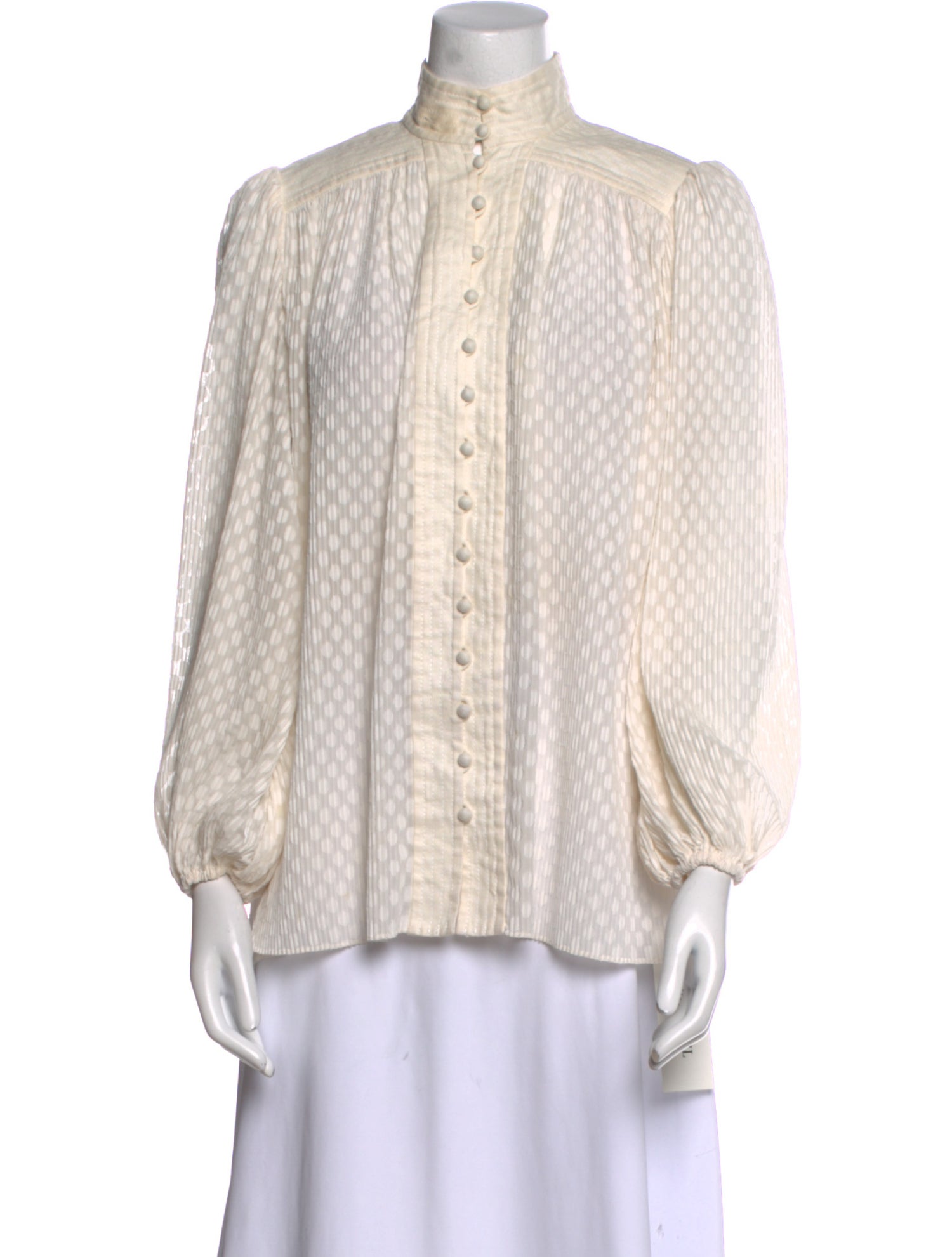 Zimmermann Printed Mock Neck Button-Up Top