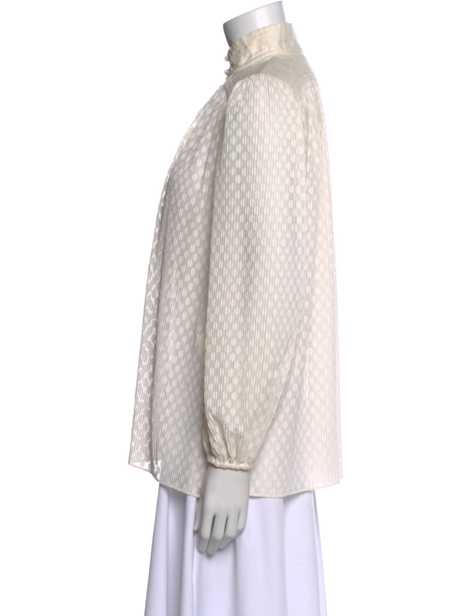 Zimmermann Printed Mock Neck Button-Up Top