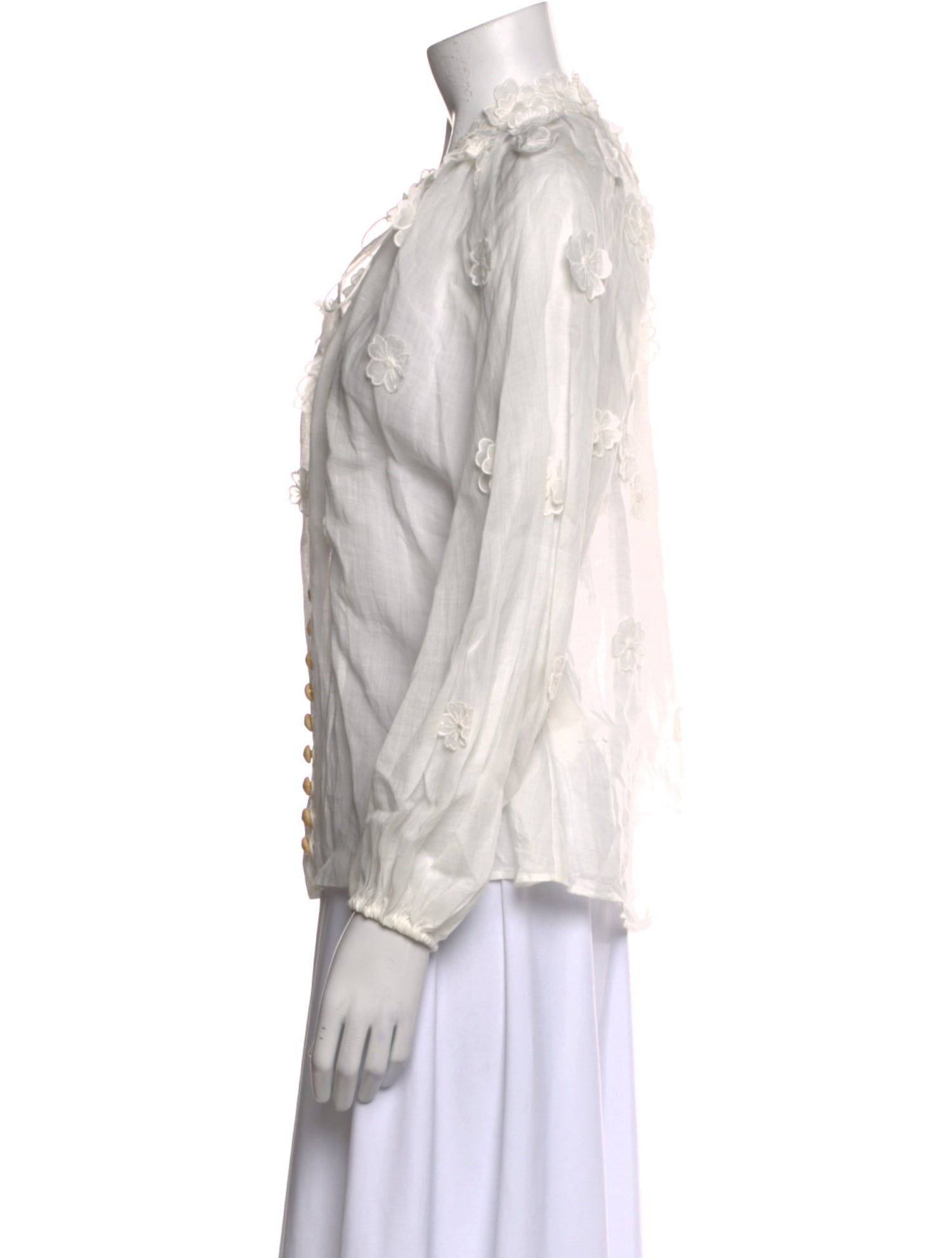 Zimmermann V-Neck Long Sleeve Button-Up Top