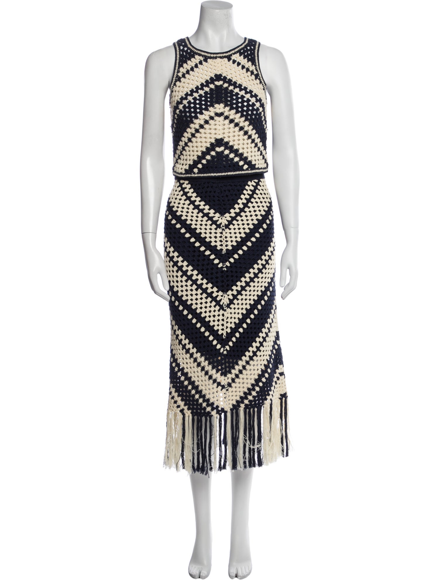 Zimmermann Striped Fringe Trim Accent Skirt Set