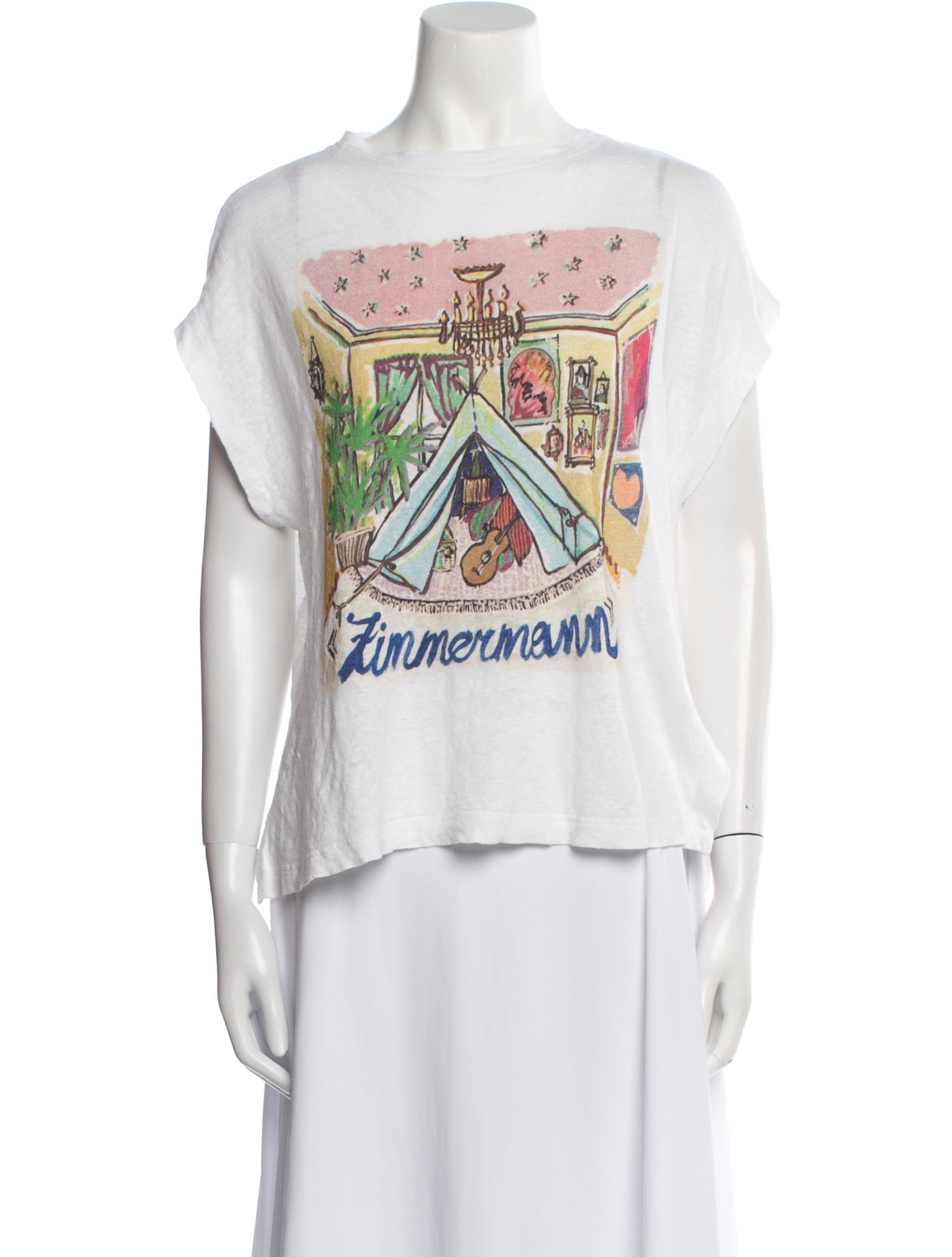 Zimmermann Linen Graphic Print T-Shirt