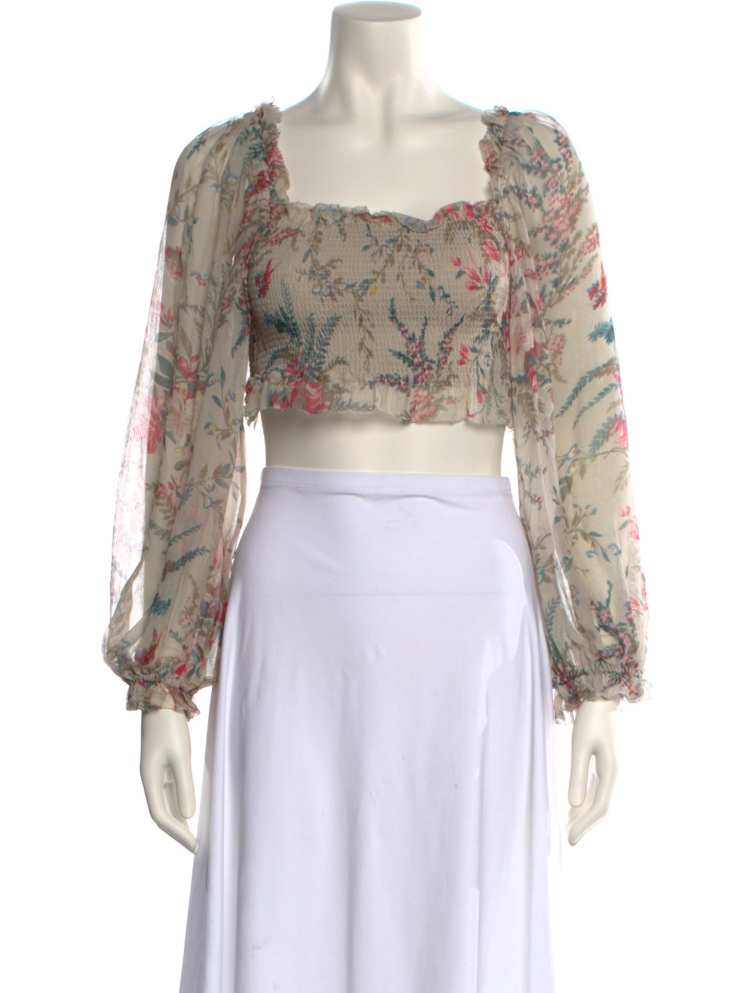 Zimmermann Silk Floral Print Crop Top