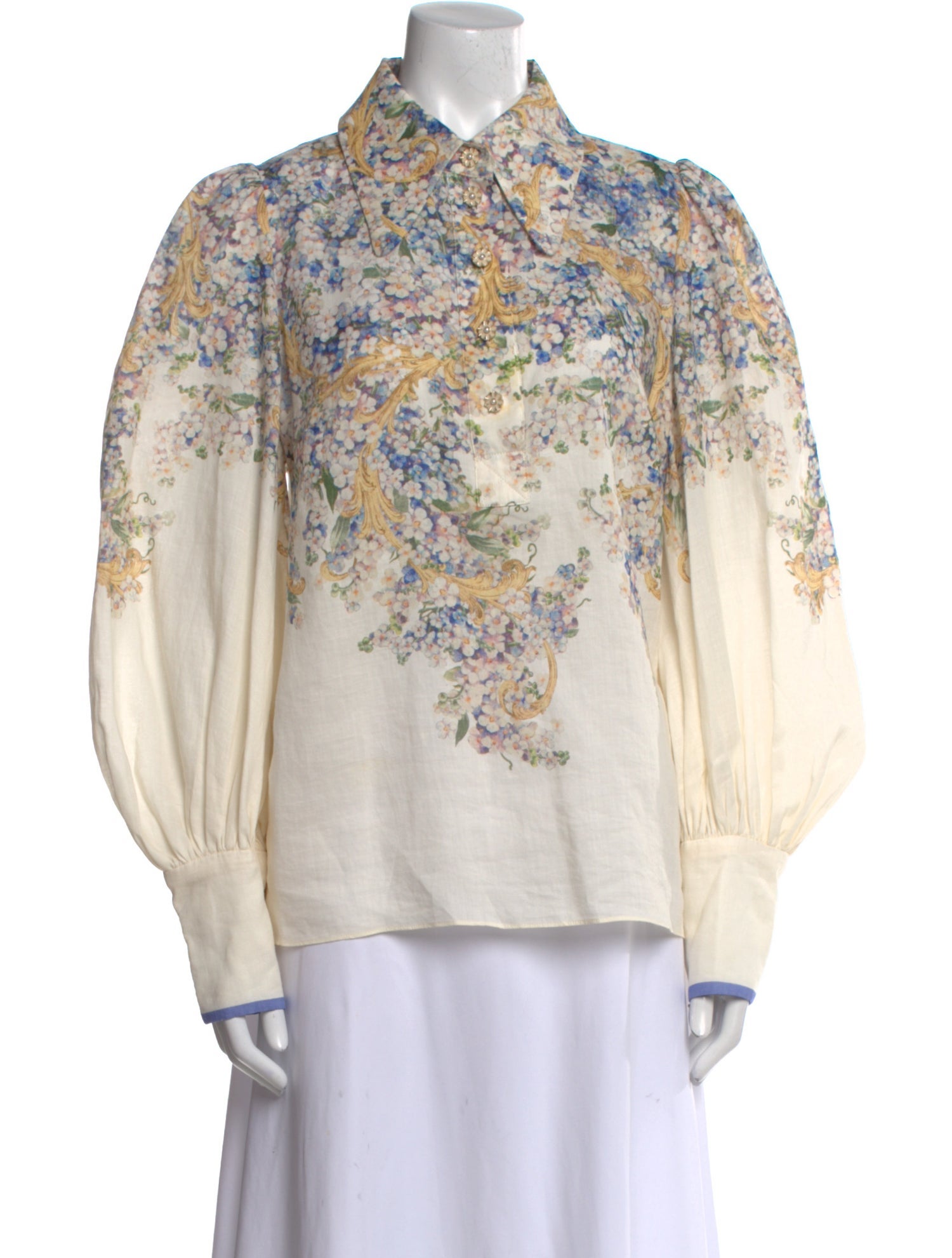 Zimmermann Floral Print Long Sleeve Button-Up Top
