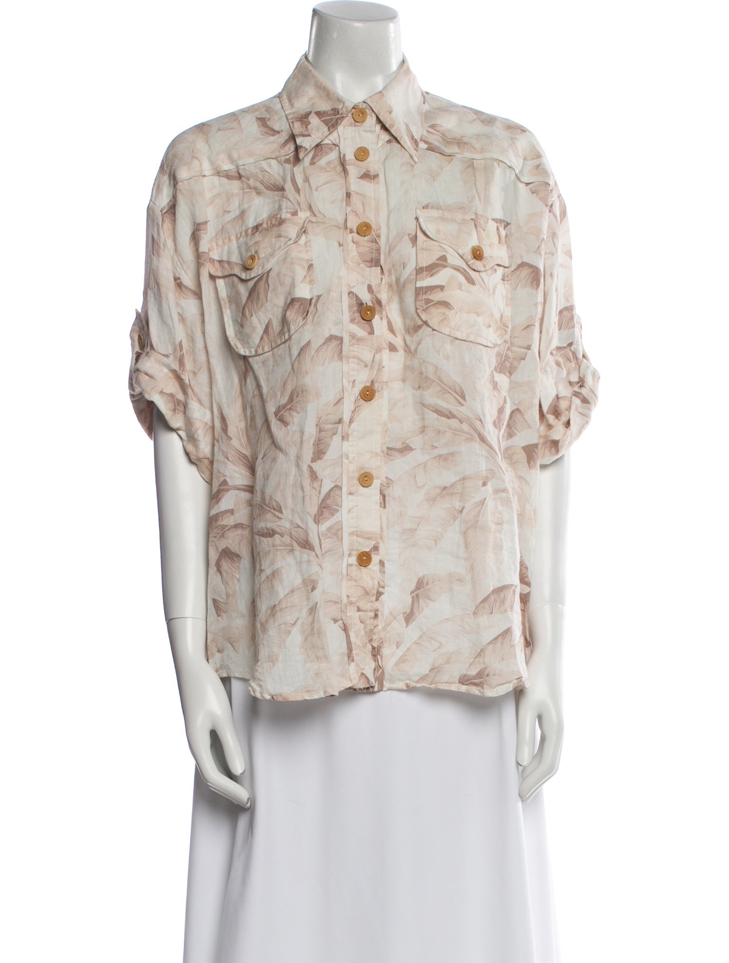 Zimmermann Printed Short Sleeve Button-Up Top