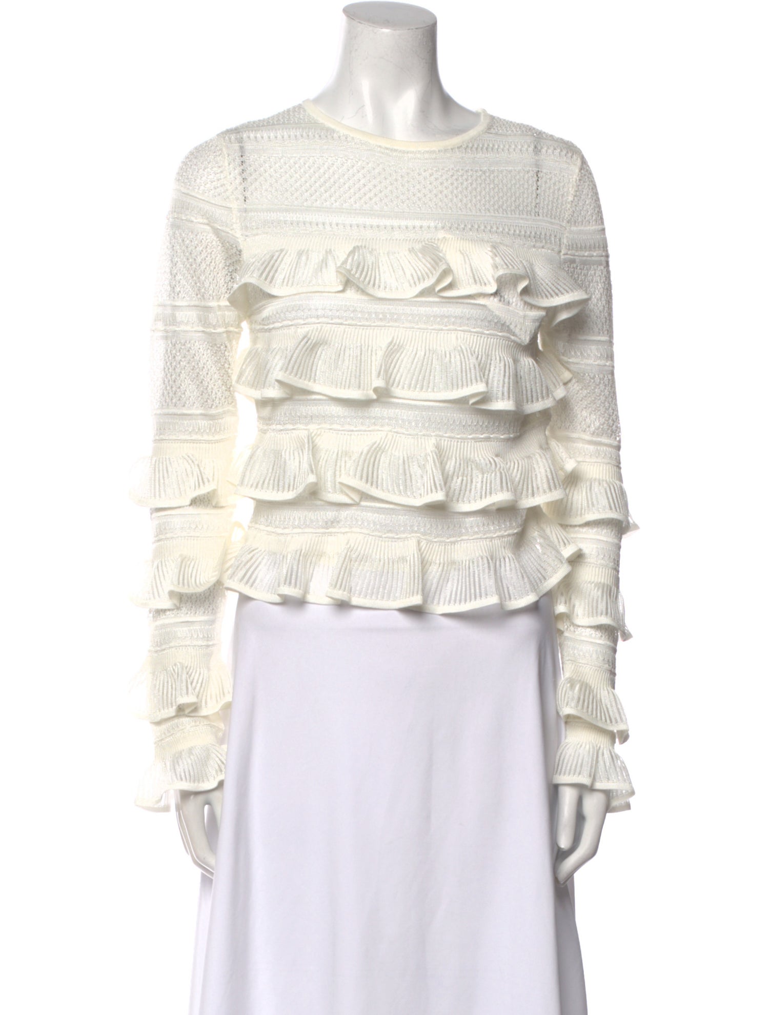 Zimmermann Crew Neck Long Sleeve Crop Top