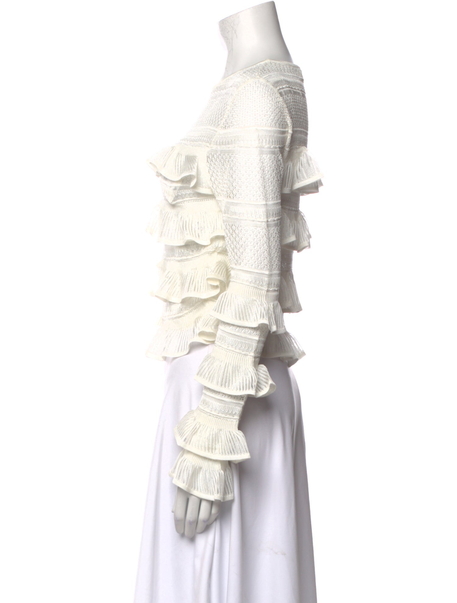 Zimmermann Crew Neck Long Sleeve Crop Top