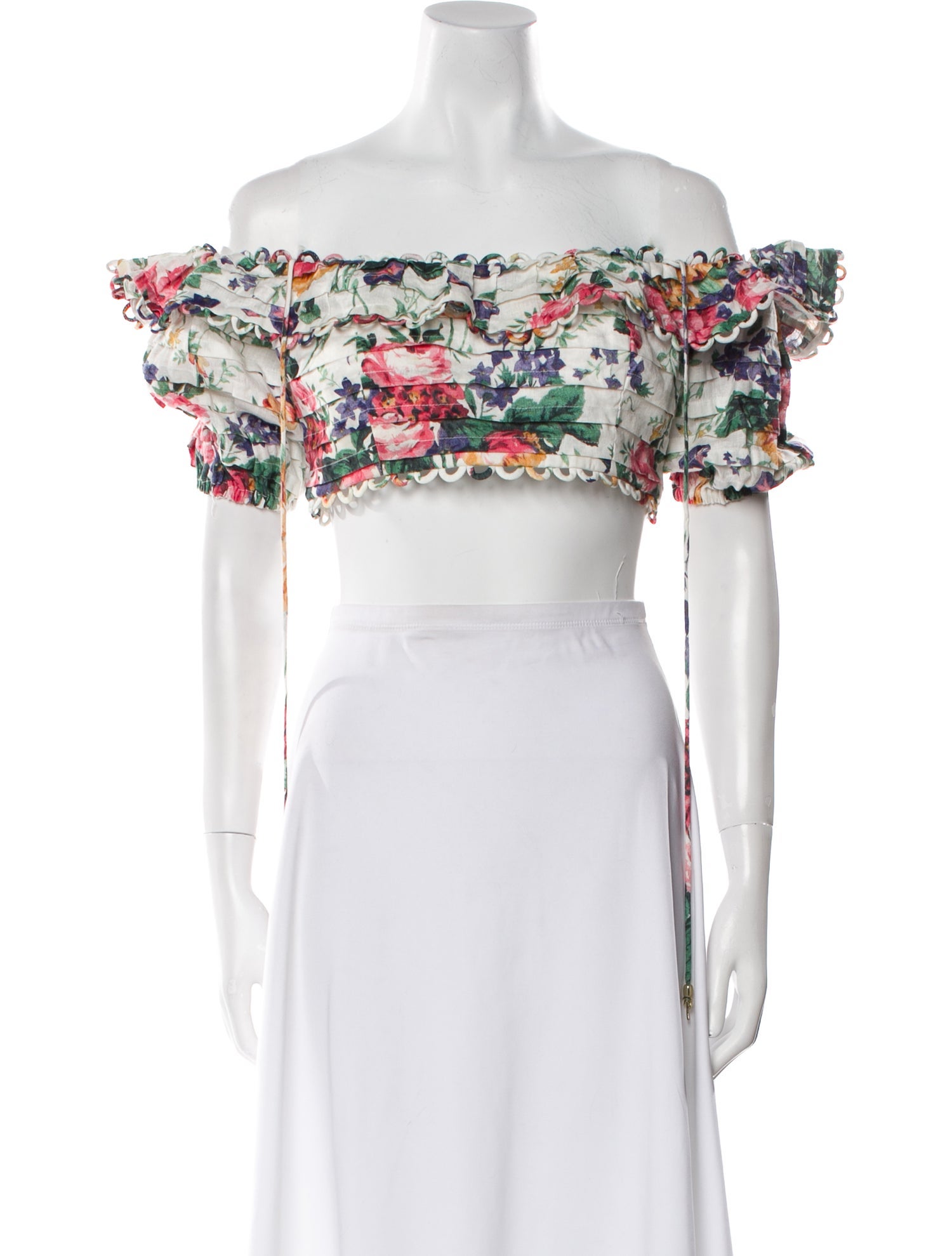 Zimmermann Linen Floral Print Crop Top