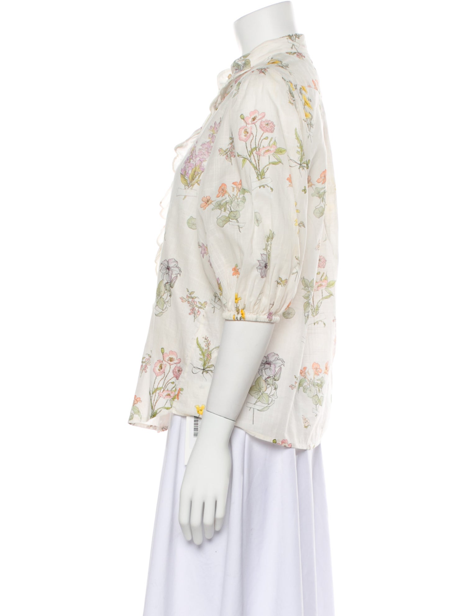 Zimmermann Floral Print Mock Neck Blouse