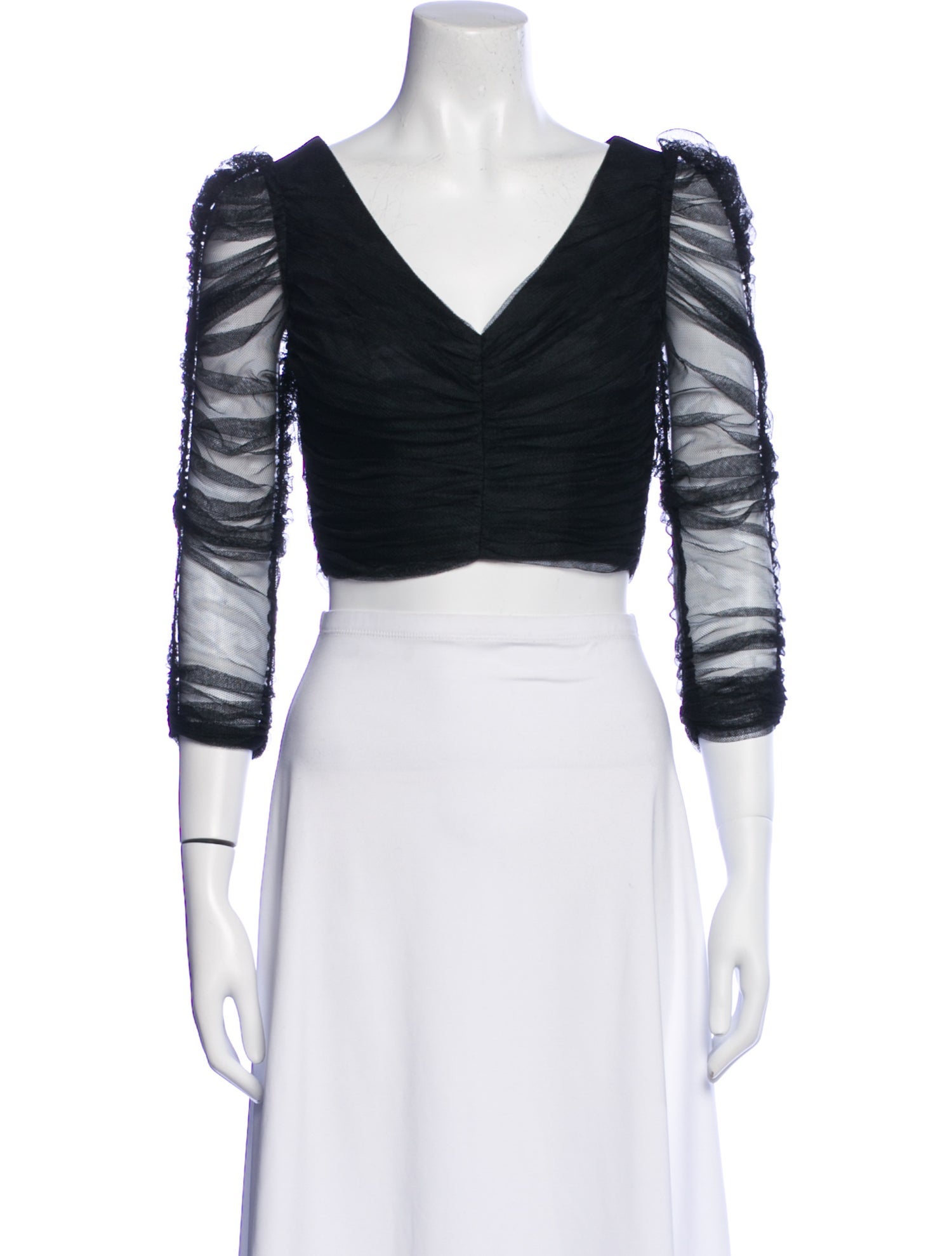 Zimmermann V-Neck Three-Quarter Sleeve Crop Top