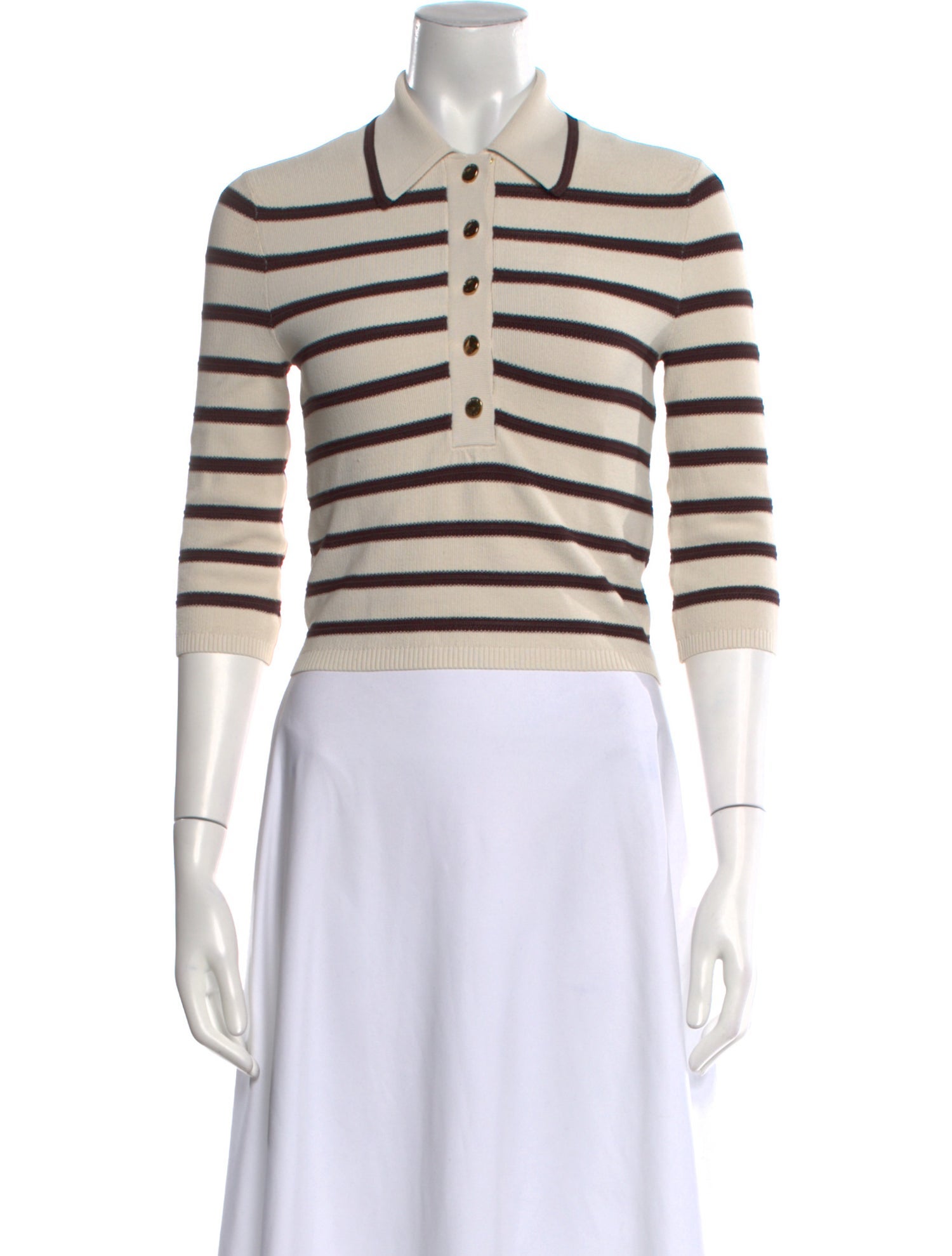 Zimmermann Striped Three-Quarter Sleeve Crop Top