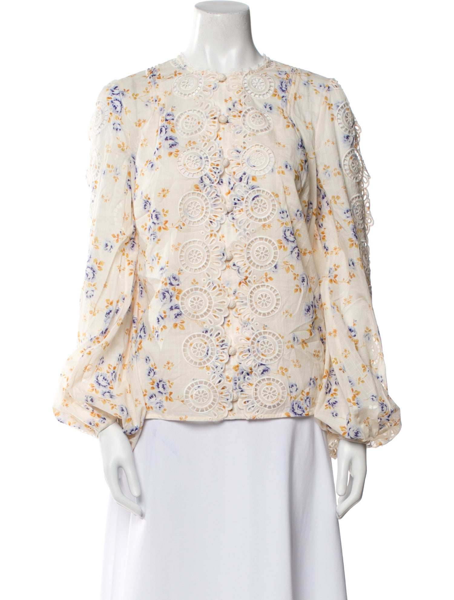 Zimmermann Floral Print Crew Neck Blouse