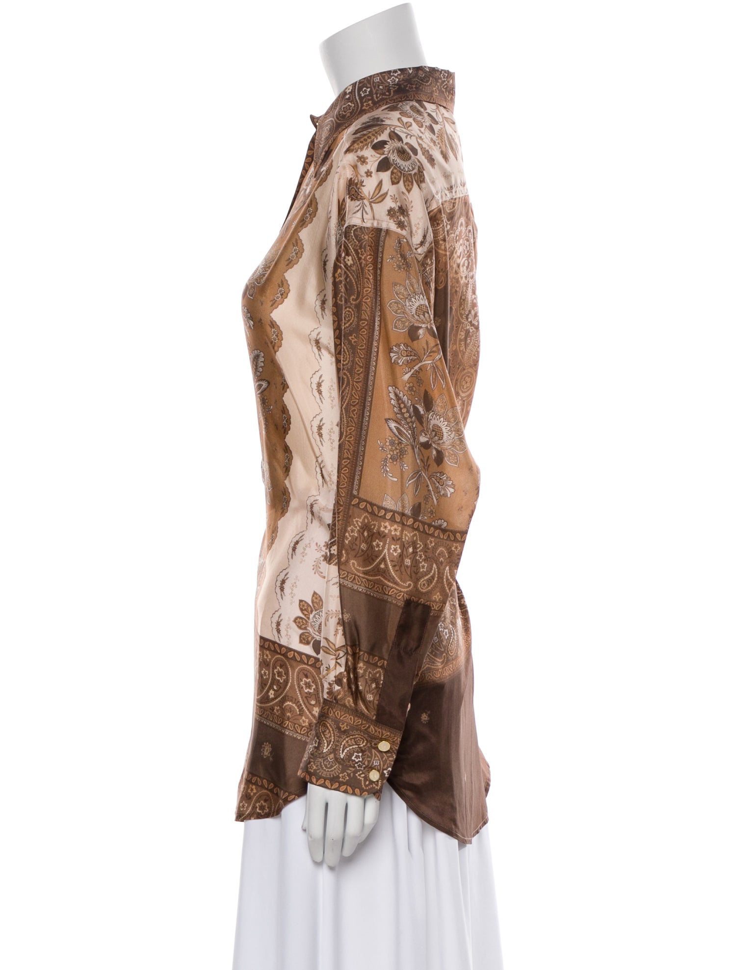 Zimmermann Silk Plaid Print Button-Up Top