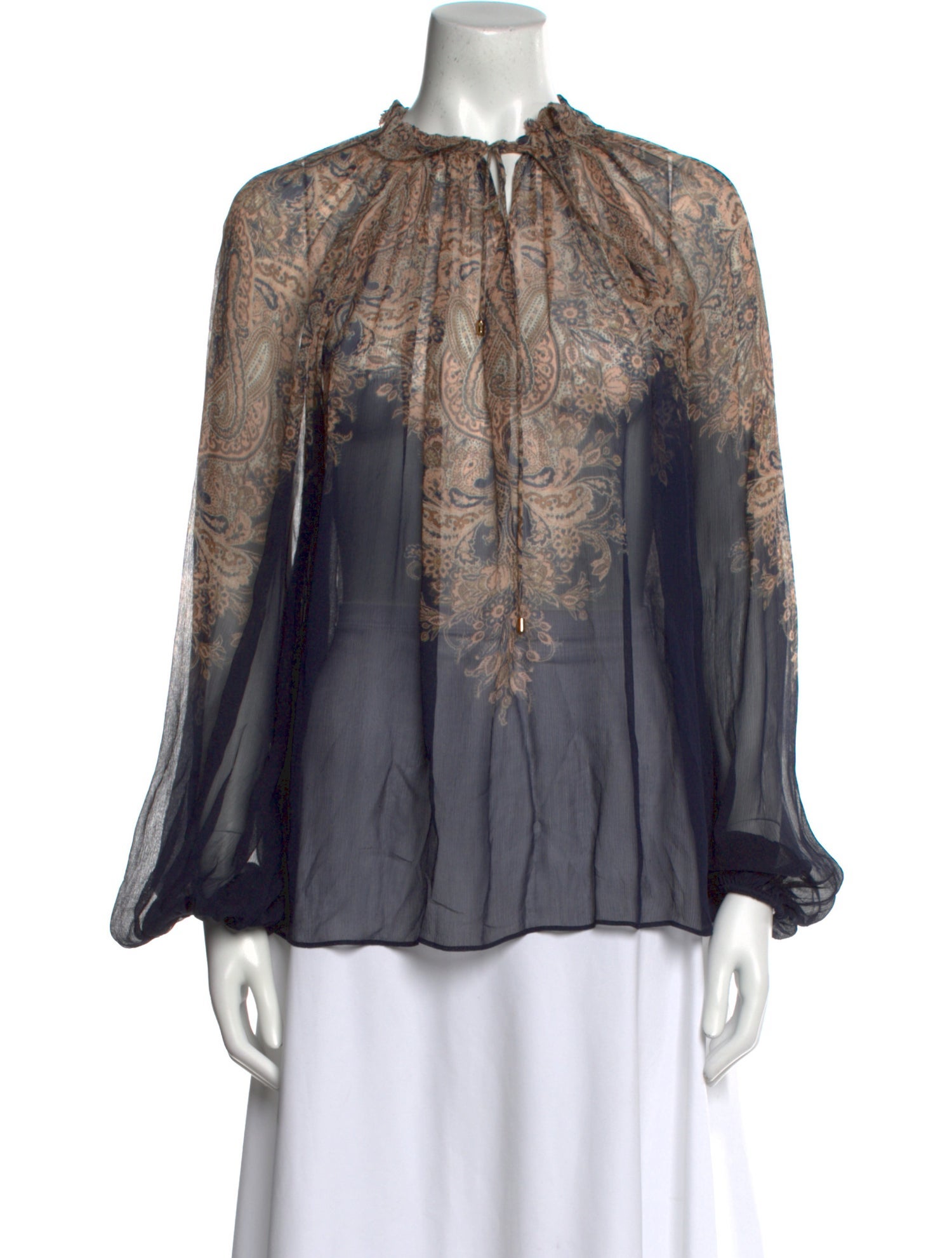 Zimmermann Printed Mock Neck Blouse