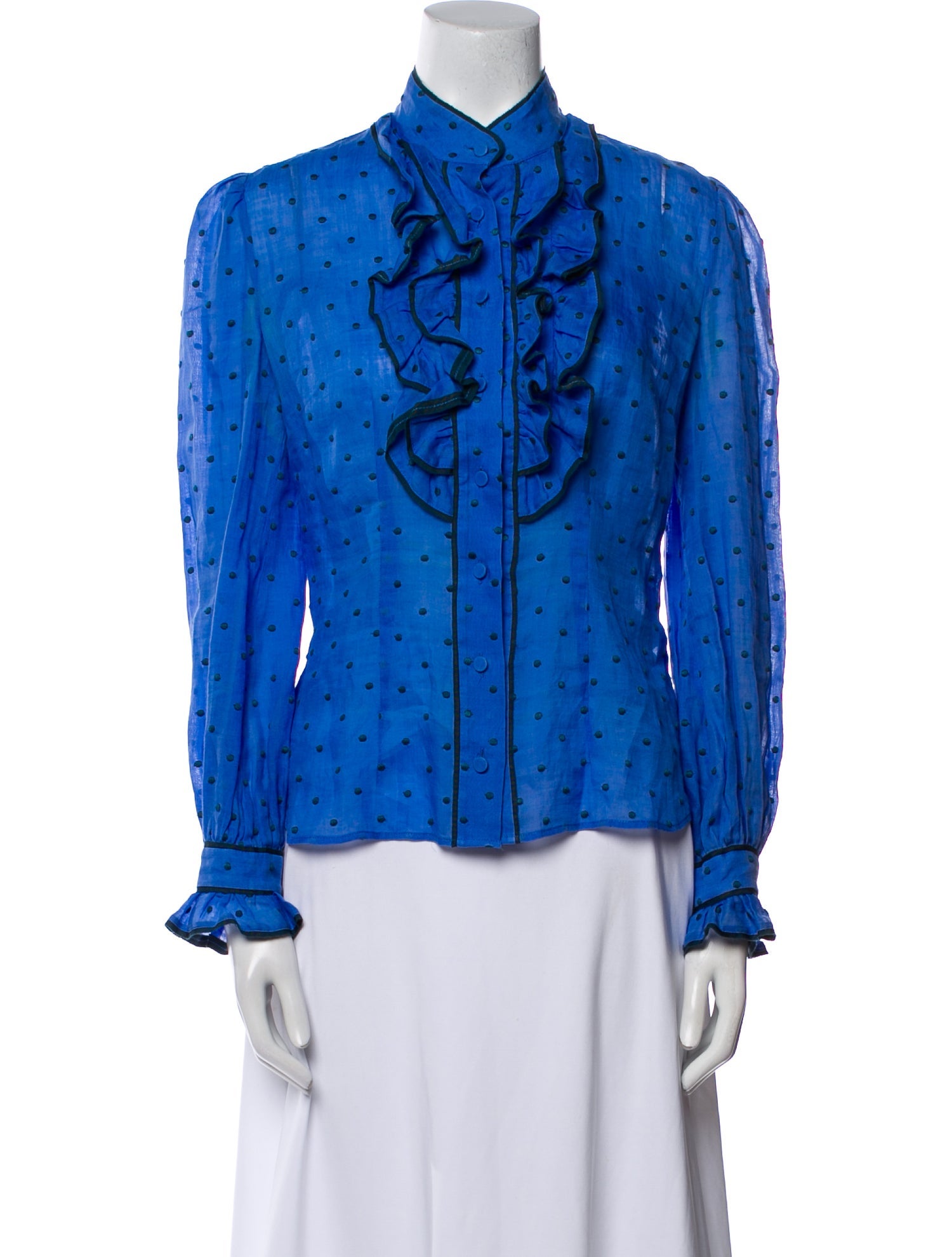 Zimmermann Polka Dot Print Long Sleeve Button-Up Top